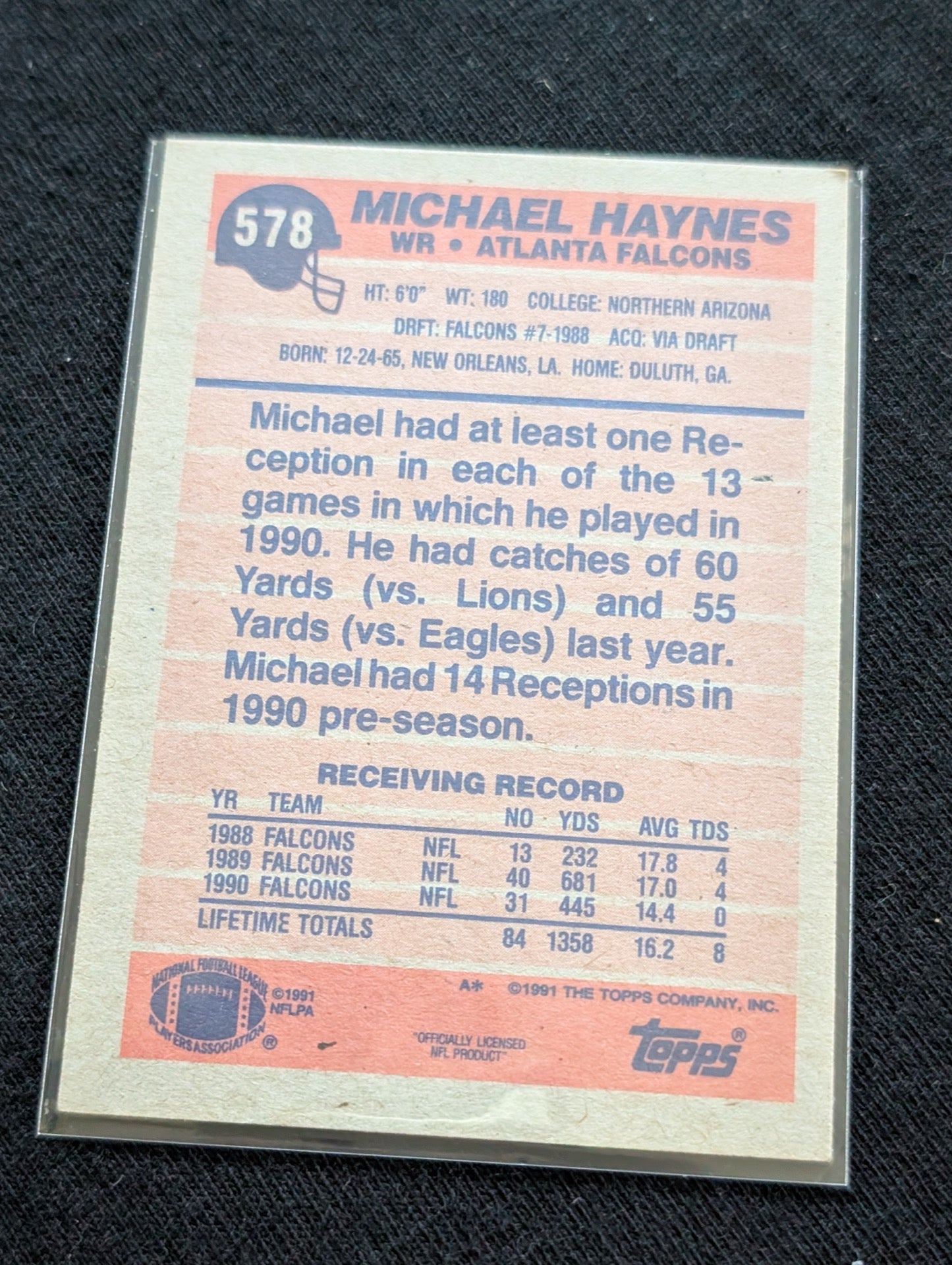 Michael Haynes Falcons WR Lot (2) 1991 Topps & 1994 Collector's Choice Pro Bowl