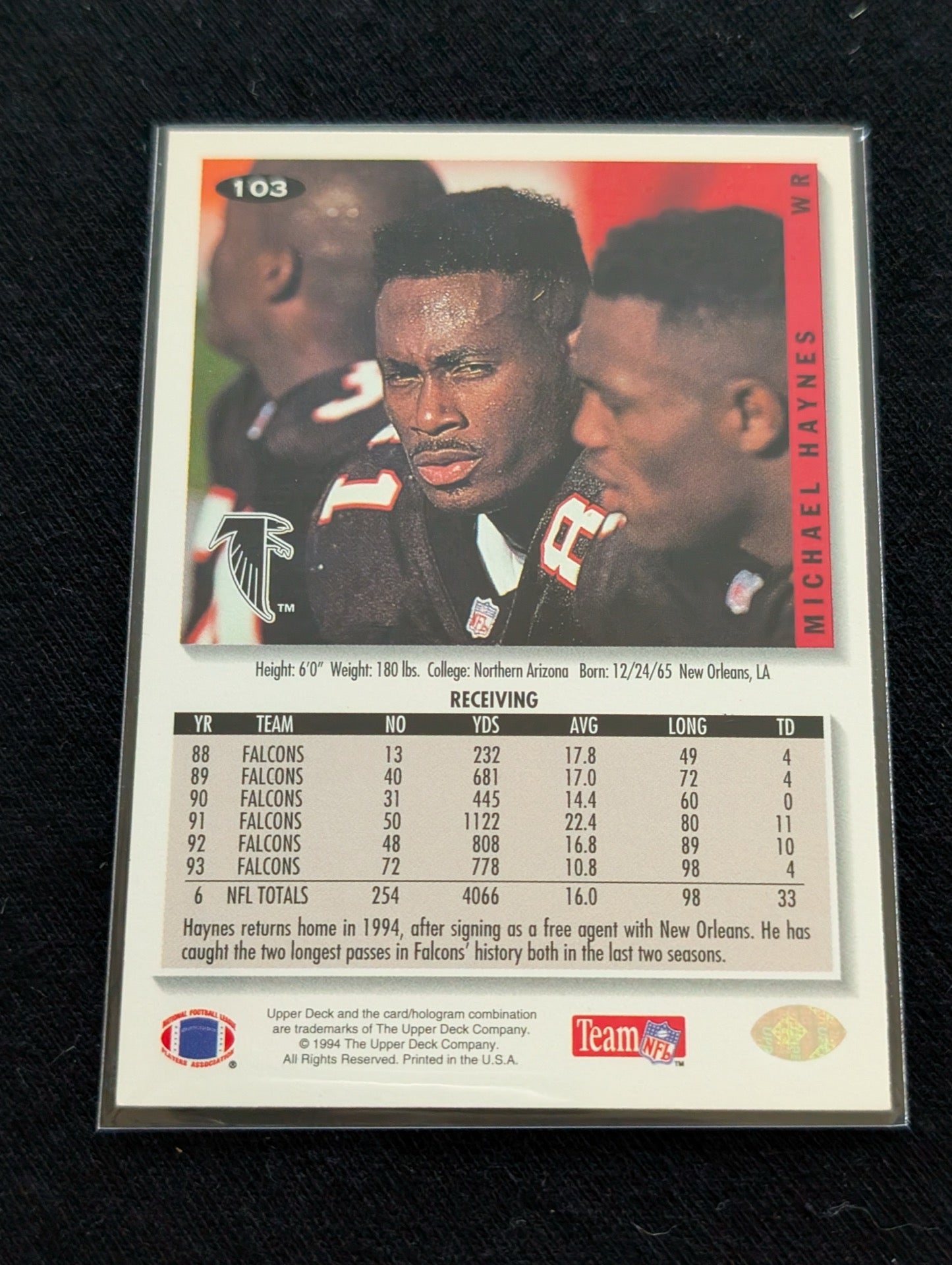 Michael Haynes Falcons WR Lot (2) 1991 Topps & 1994 Collector's Choice Pro Bowl
