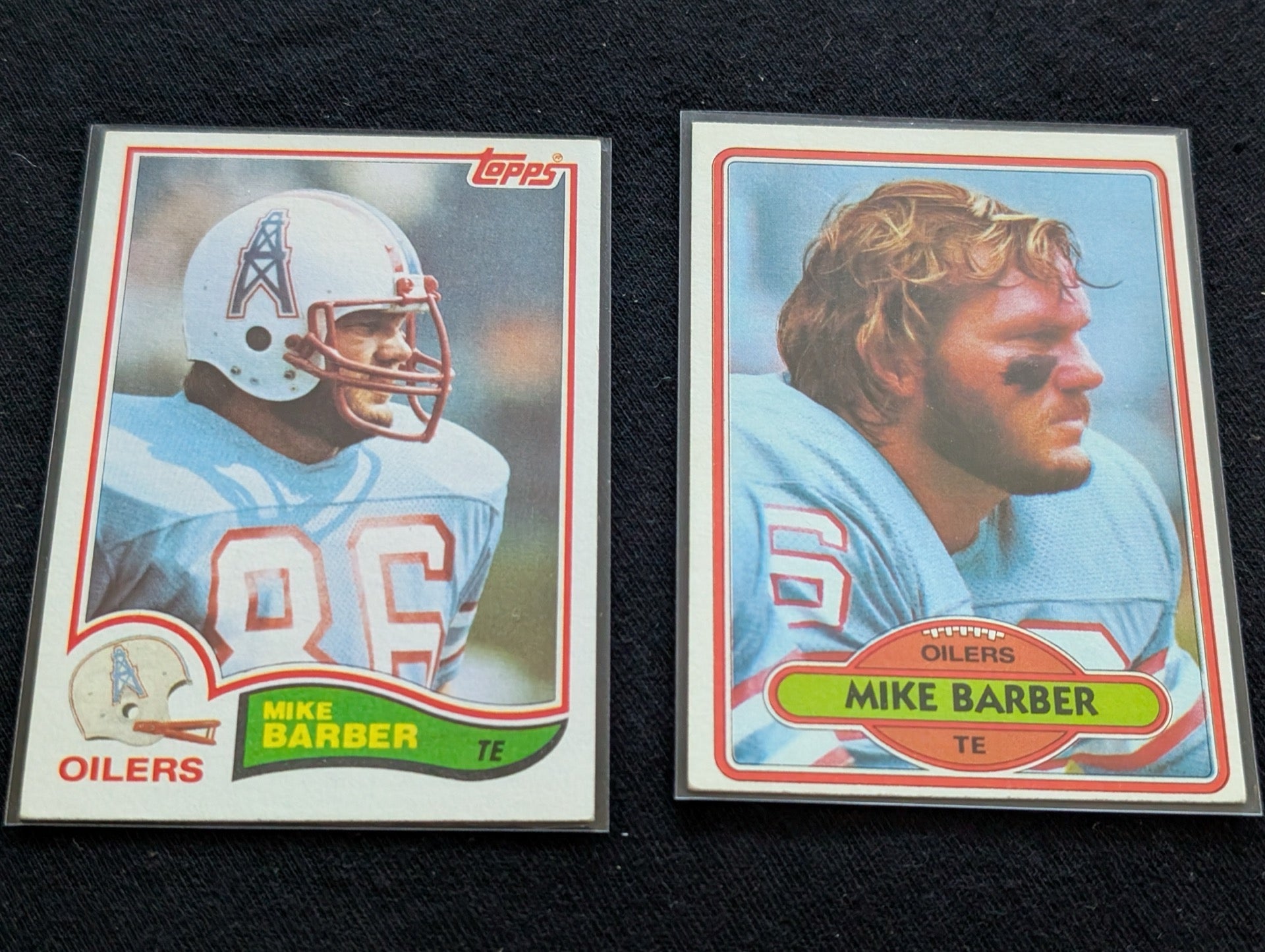 Mike Barber Houston Oilers Vintage Topps Lot (2) 1980 & 1981 Pro Bowl TE