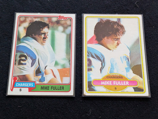 Mike Fuller San Diego Chargers Vintage Topps Lot (2) 1980 & 1981 Safety