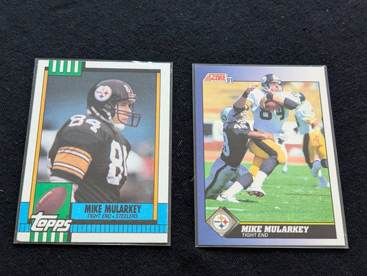 Mike Mularkey Steelers TE Lot (2) 1990 Topps & 1991 Score