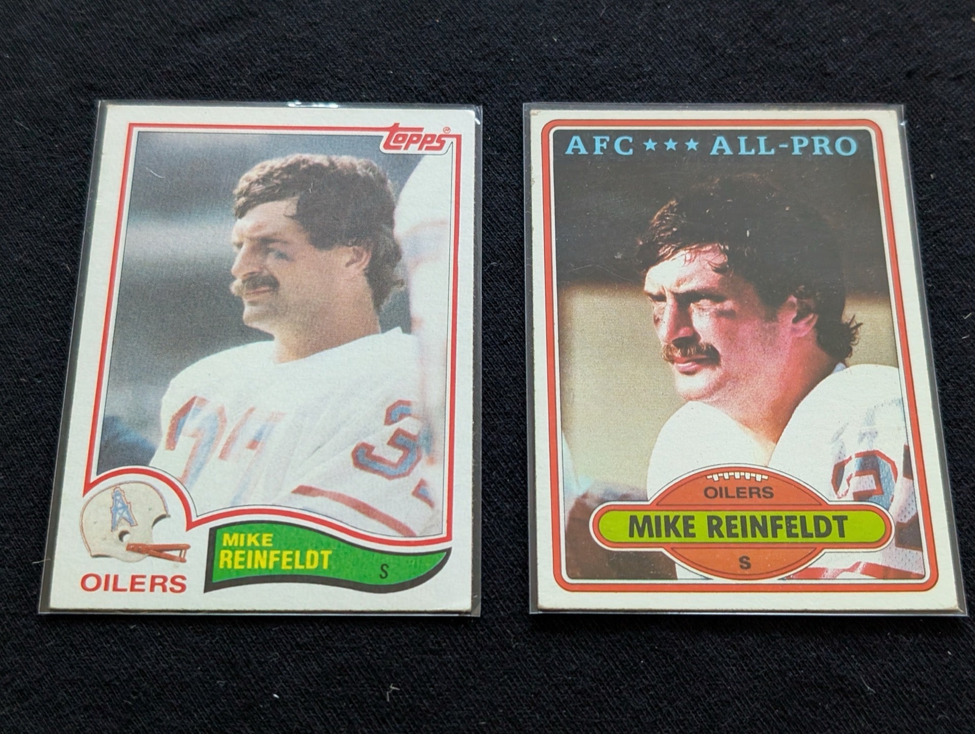 Mike Reinfeldt Oilers Vintage Topps Lot (2) 1980 All-Pro & 1981 INT Leader