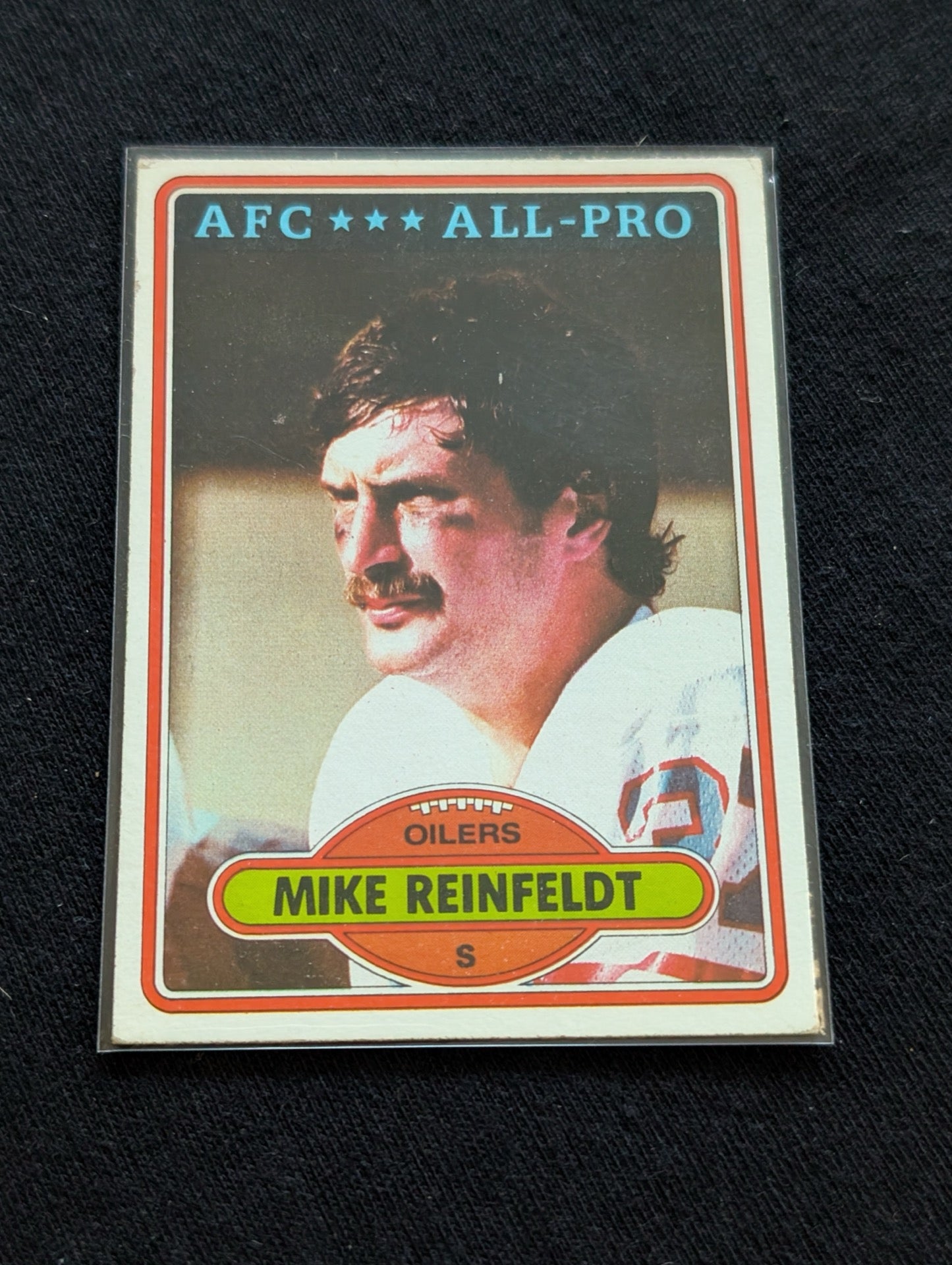 Mike Reinfeldt Oilers Vintage Topps Lot (2) 1980 All-Pro & 1981 INT Leader