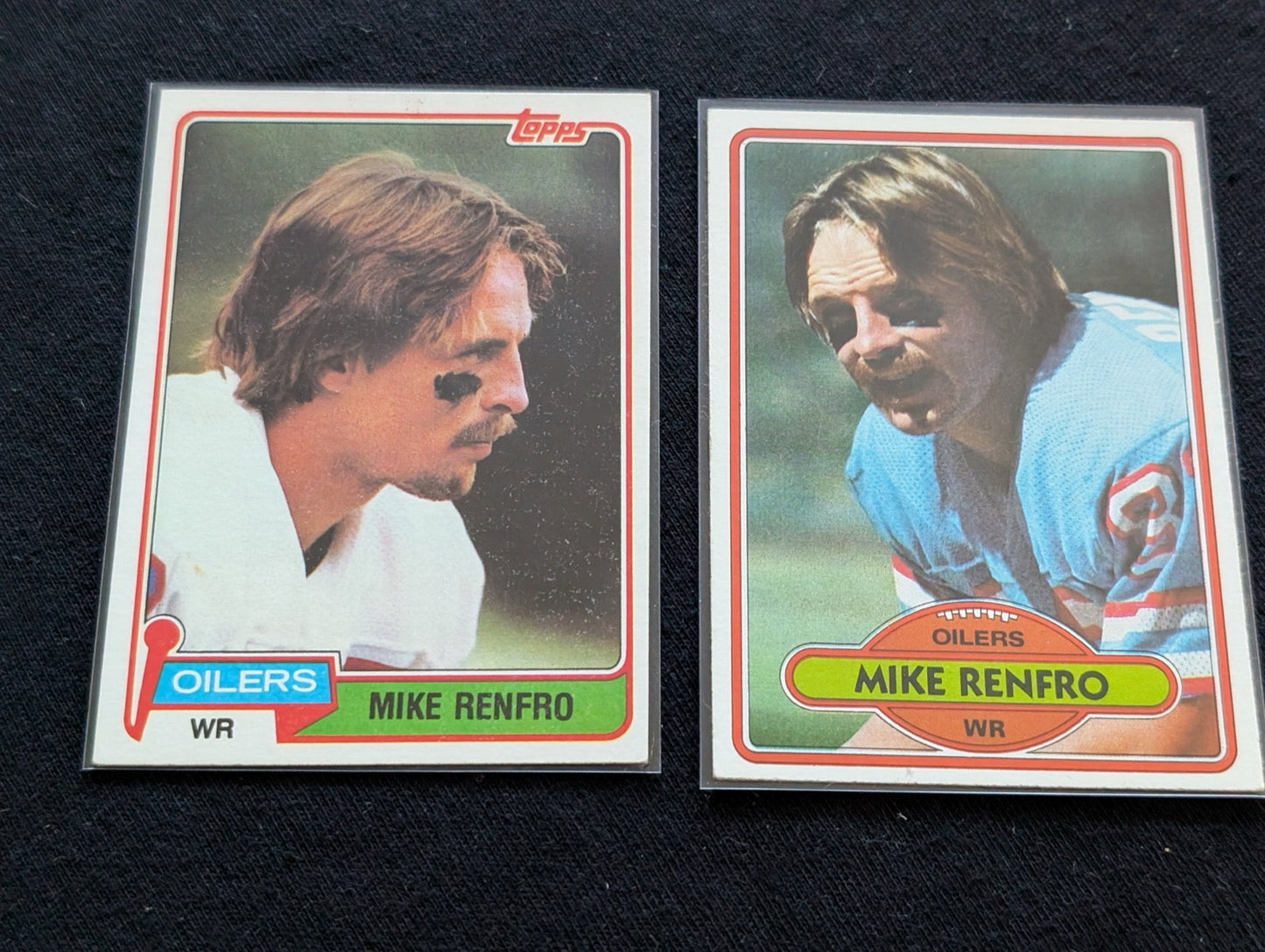 Mike Renfro Houston Oilers Vintage Topps Lot (2) 1980 & 1981 WR
