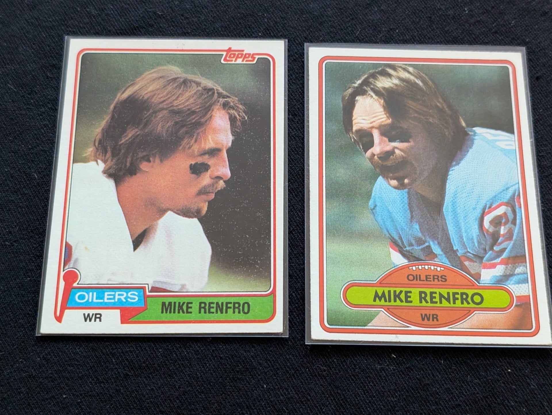 Mike Renfro Houston Oilers Vintage Topps Lot (2) 1980 & 1981 WR