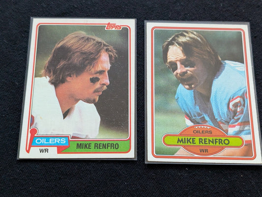 Mike Renfro Houston Oilers Vintage Topps Lot (2) 1980 & 1981 WR