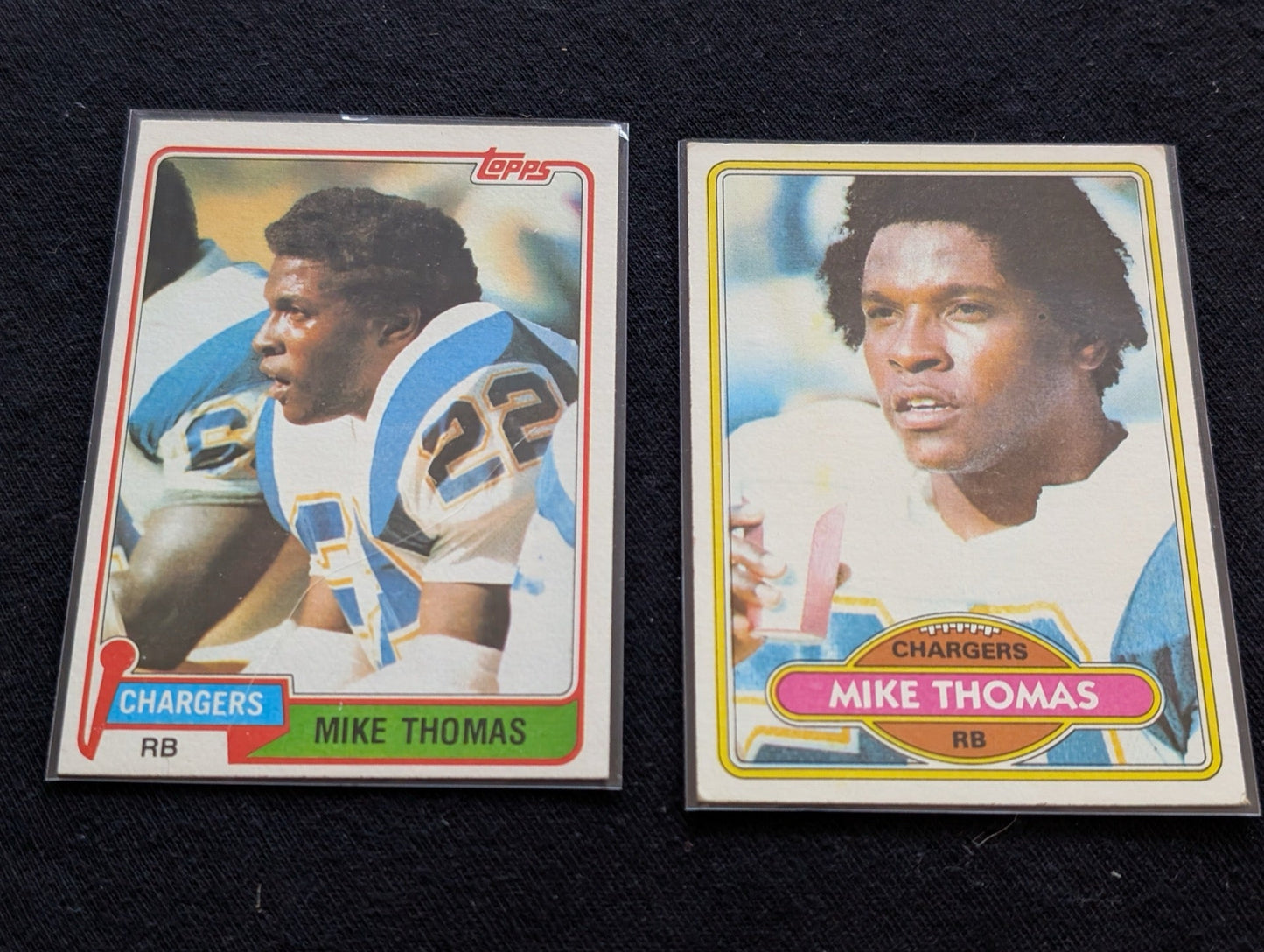Mike Thomas Chargers Vintage Topps Lot (2) 1980 & 1981 RB