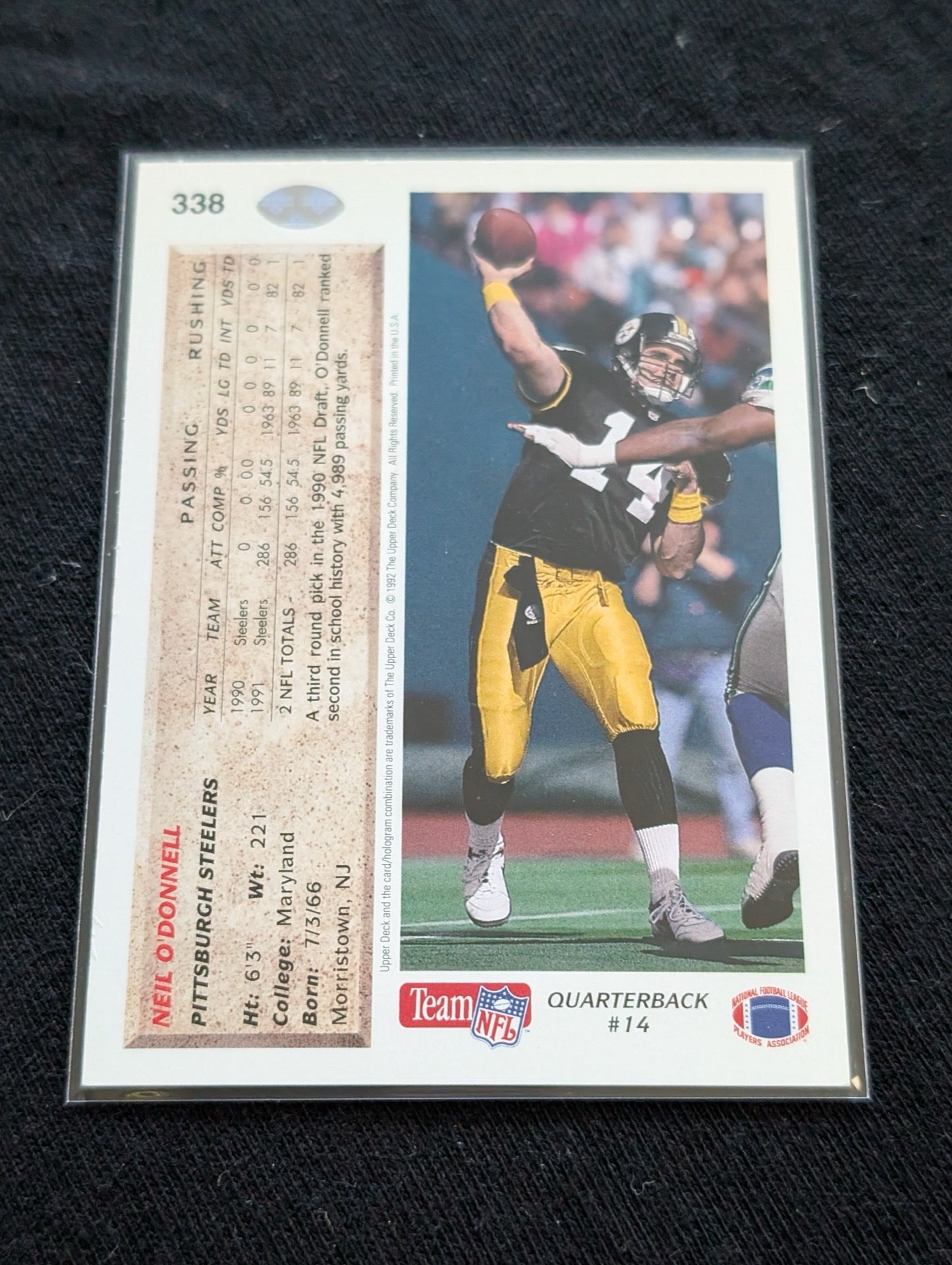 Neil O'Donnell Steelers QB Lot (4) 1992-1994 UD Playoff Collector's Choice