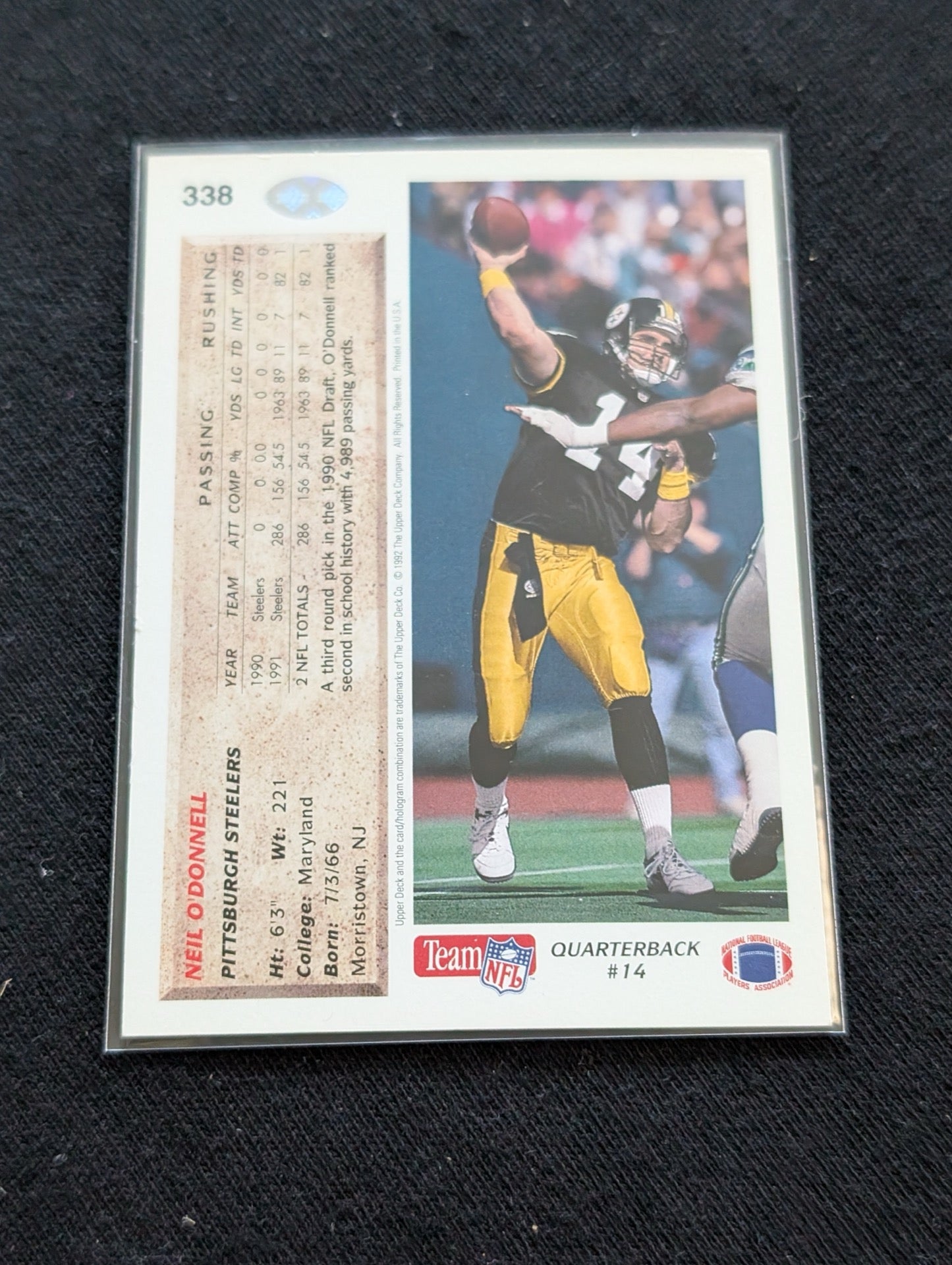 Neil O'Donnell Steelers QB Lot (2) 1994 Upper Deck Electric Gold & Base