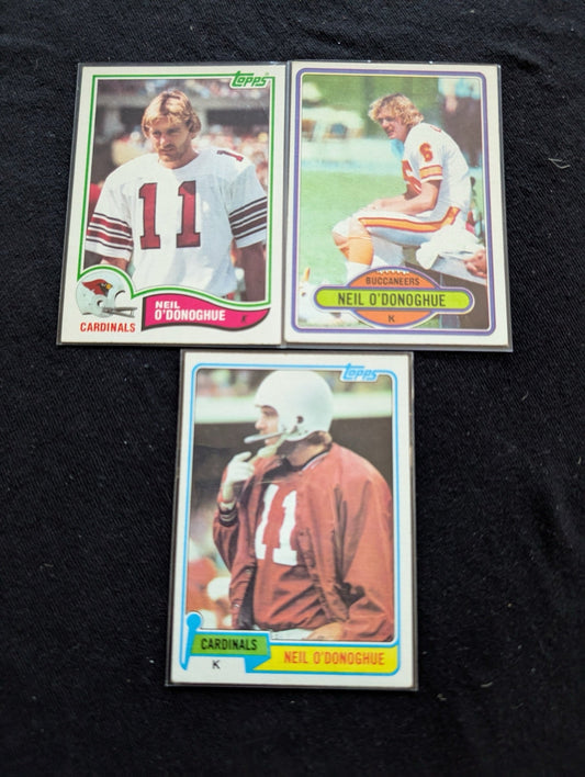 Neil O'Donoghue Kicker Vintage Topps Lot (3) Cardinals Buccaneers 1980-1982