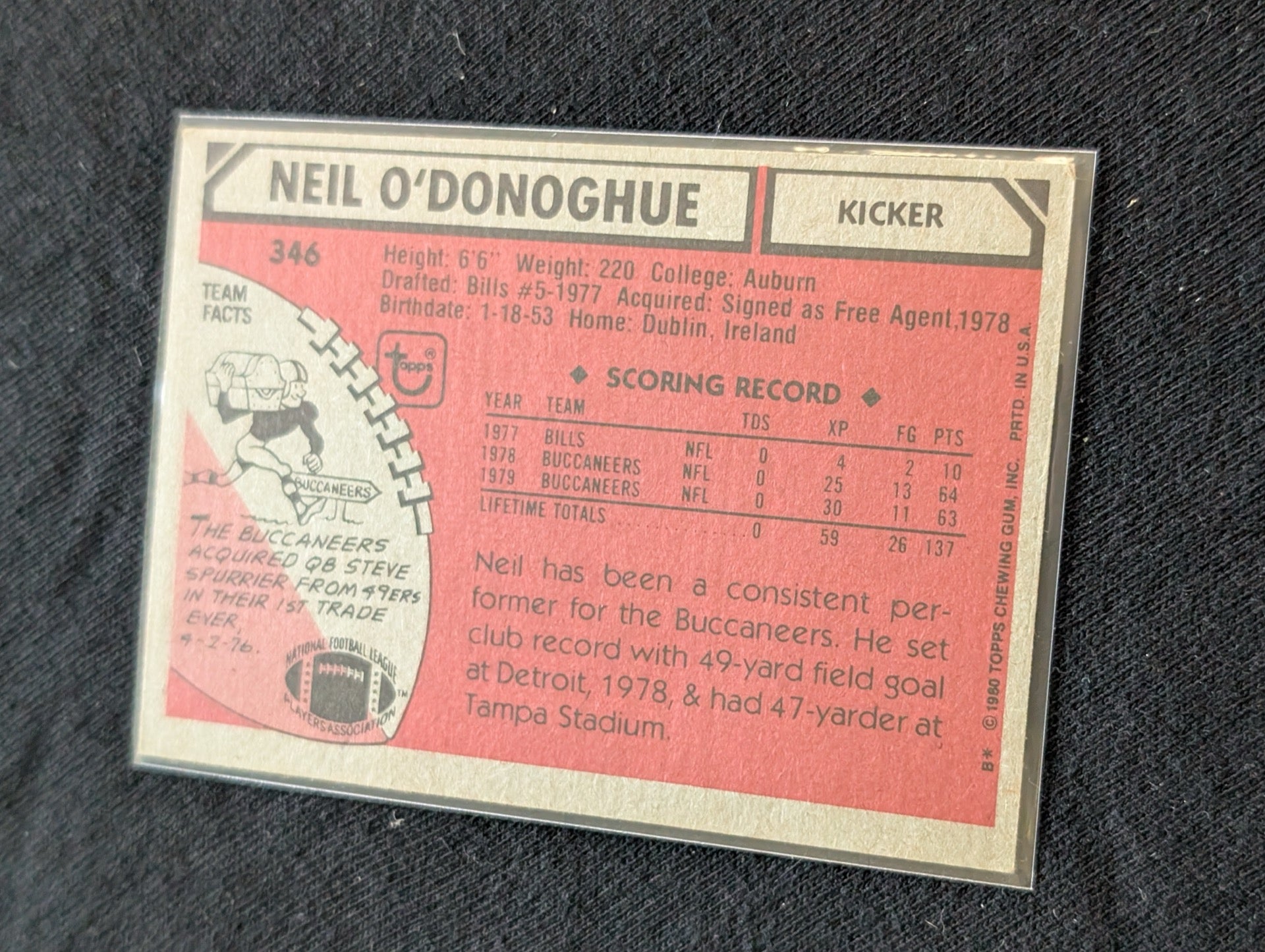 Neil O'Donoghue Kicker Vintage Topps Lot (3) Cardinals Buccaneers 1980-1982