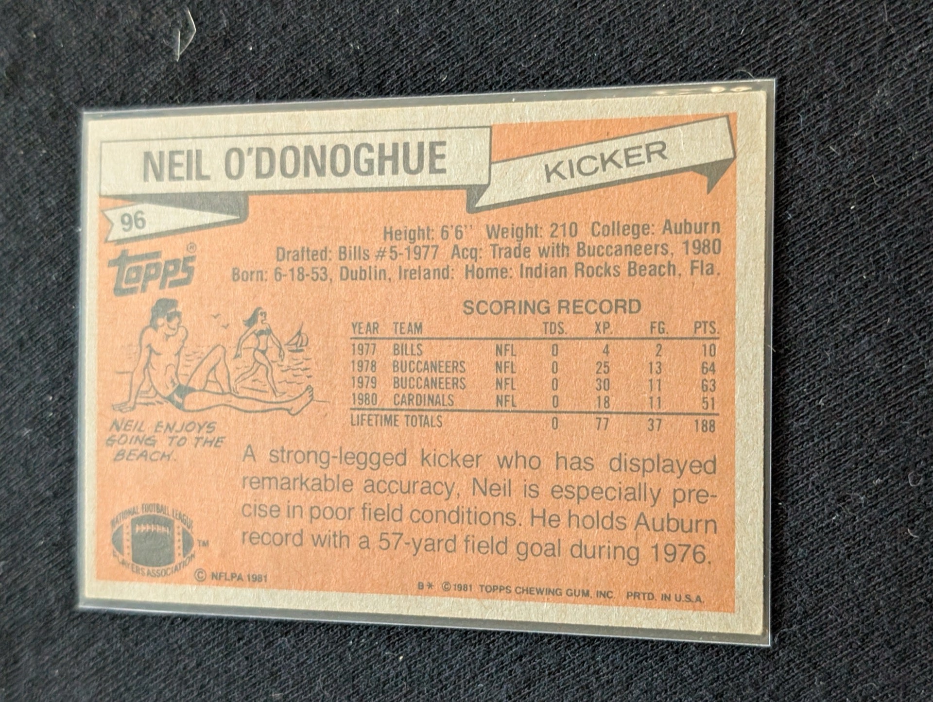 Neil O'Donoghue Kicker Vintage Topps Lot (3) Cardinals Buccaneers 1980-1982