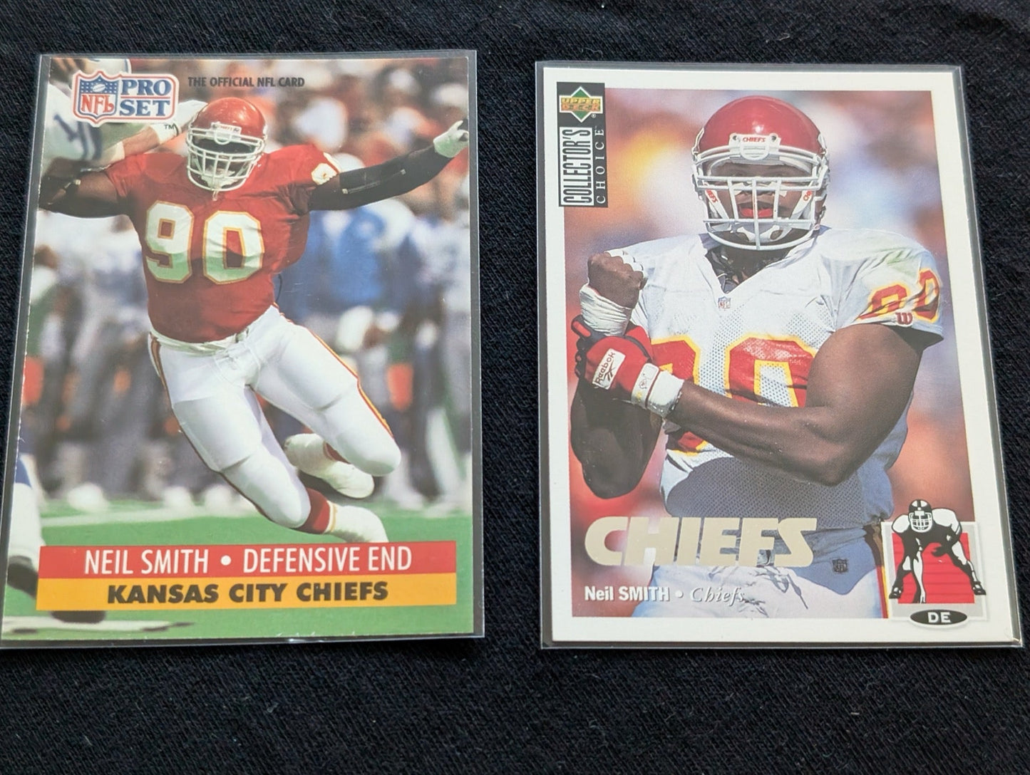 Neil Smith Chiefs Legend DE Lot (2) 1991 Pro Set & 1994 Collector's Choice