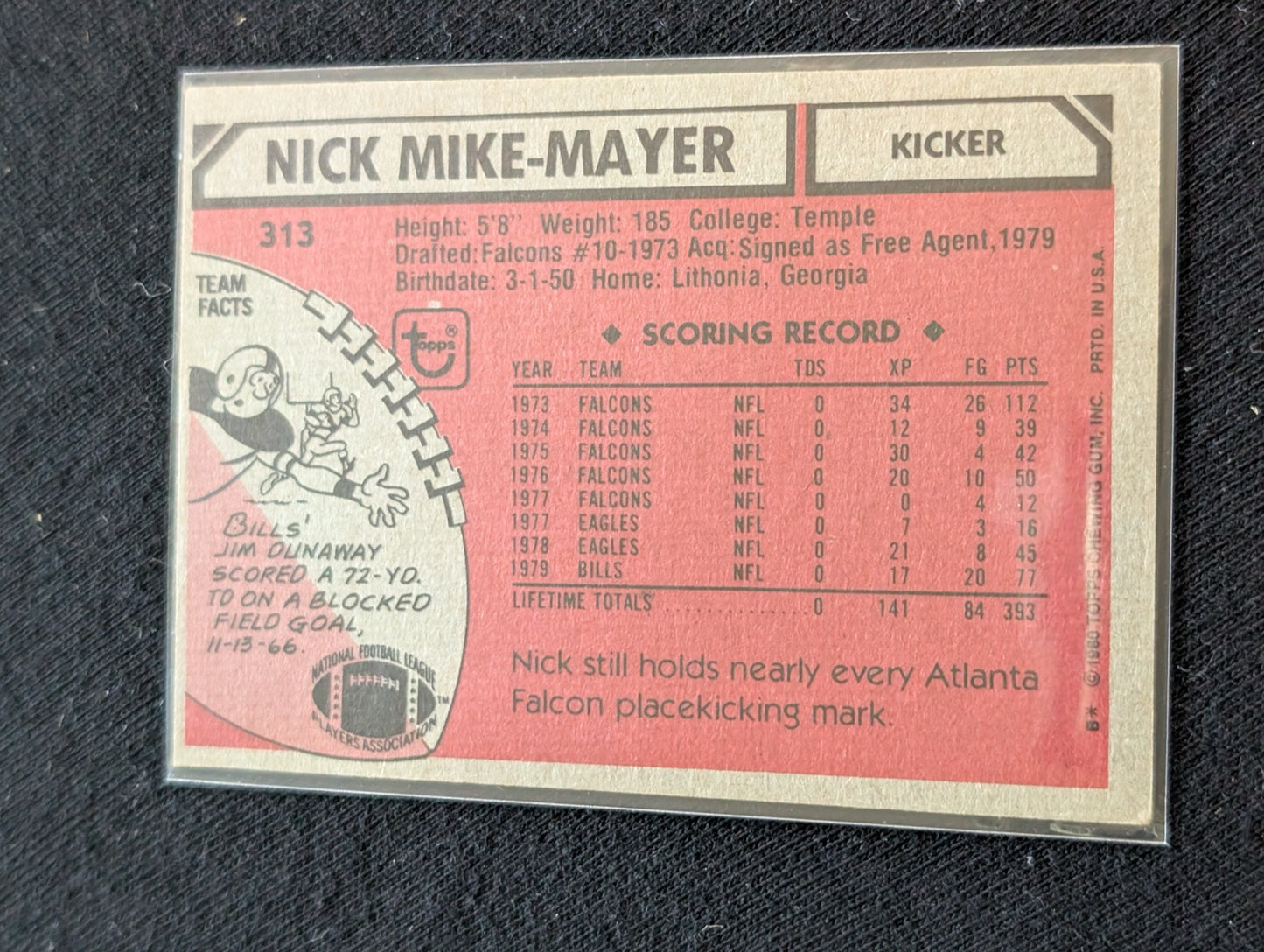 Nick Mike-Mayer Bills Kicker Vintage Topps Lot (2) 1980 & 1981 Pro Bowl