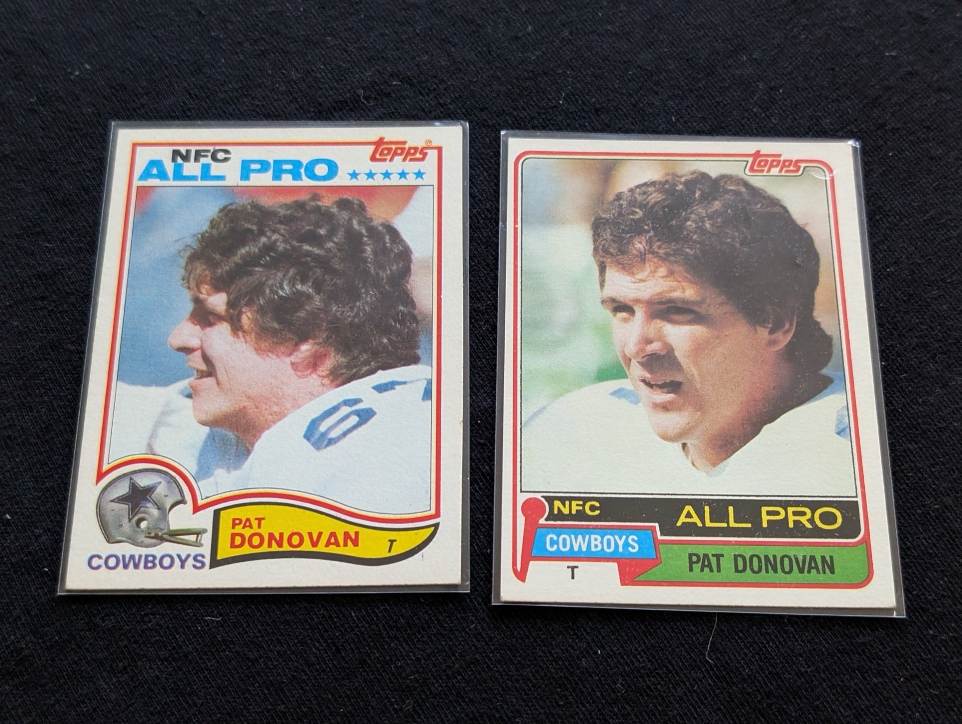 Pat Donovan Cowboys Legend Vintage Topps All-Pro Lot (2) 1981 & 1982