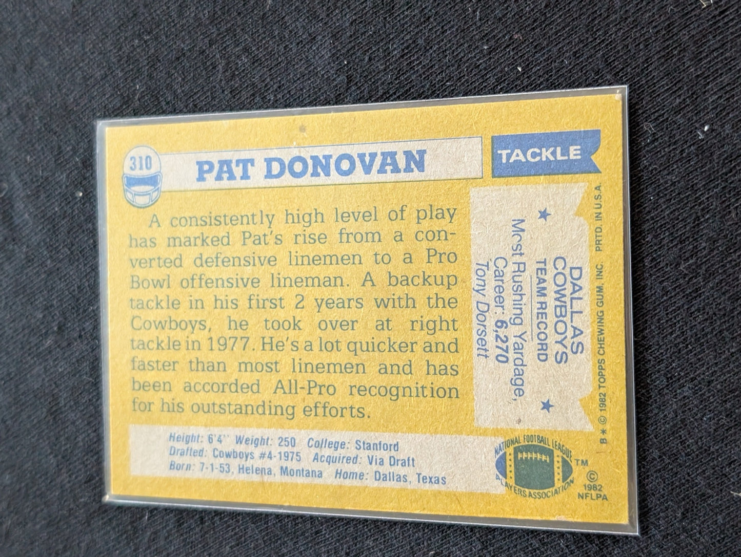 Pat Donovan Cowboys Legend Vintage Topps All-Pro Lot (2) 1981 & 1982
