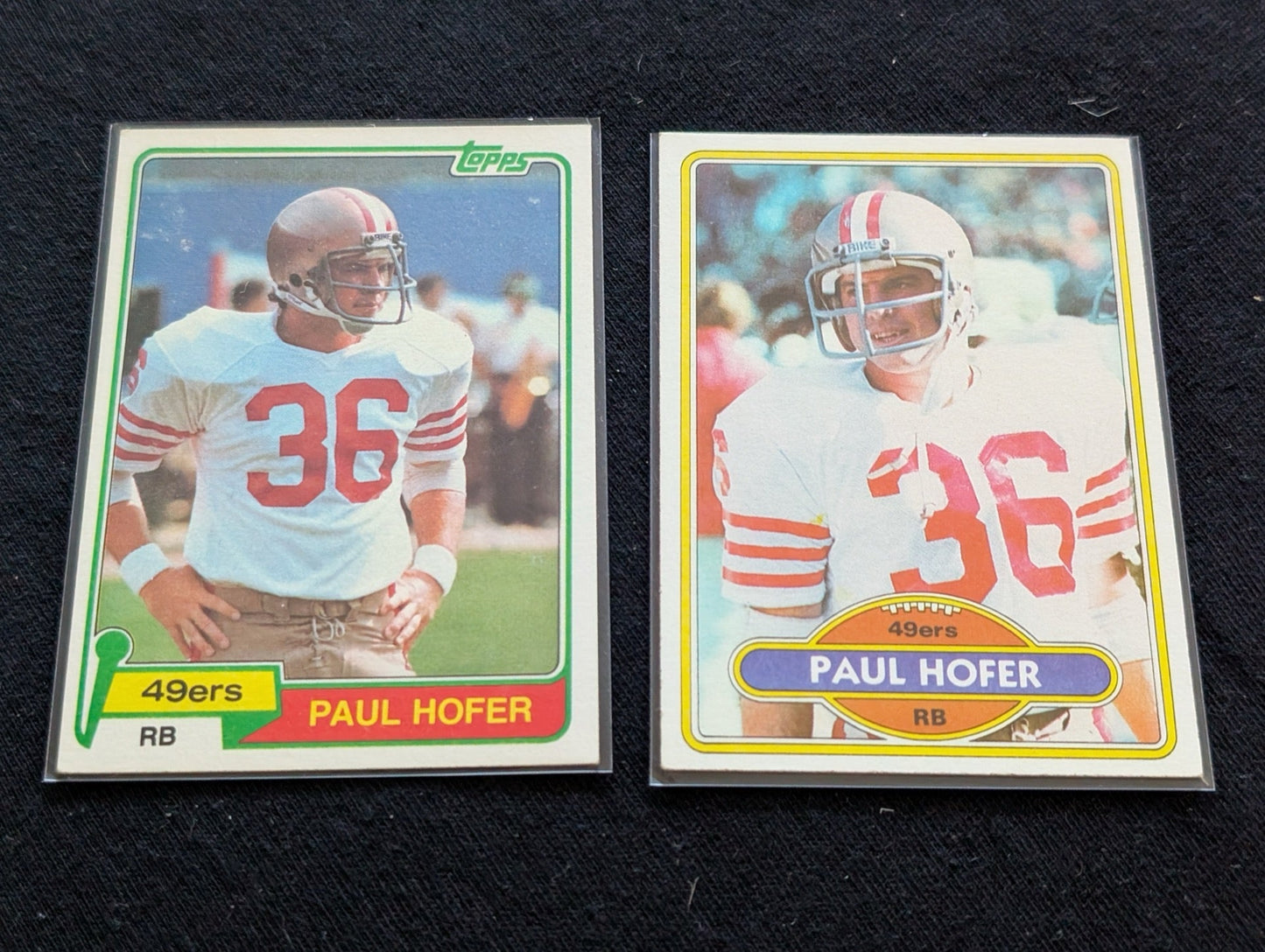 Paul Hofer San Francisco 49ers Vintage Topps Lot (2) 1980 & 1981 RB