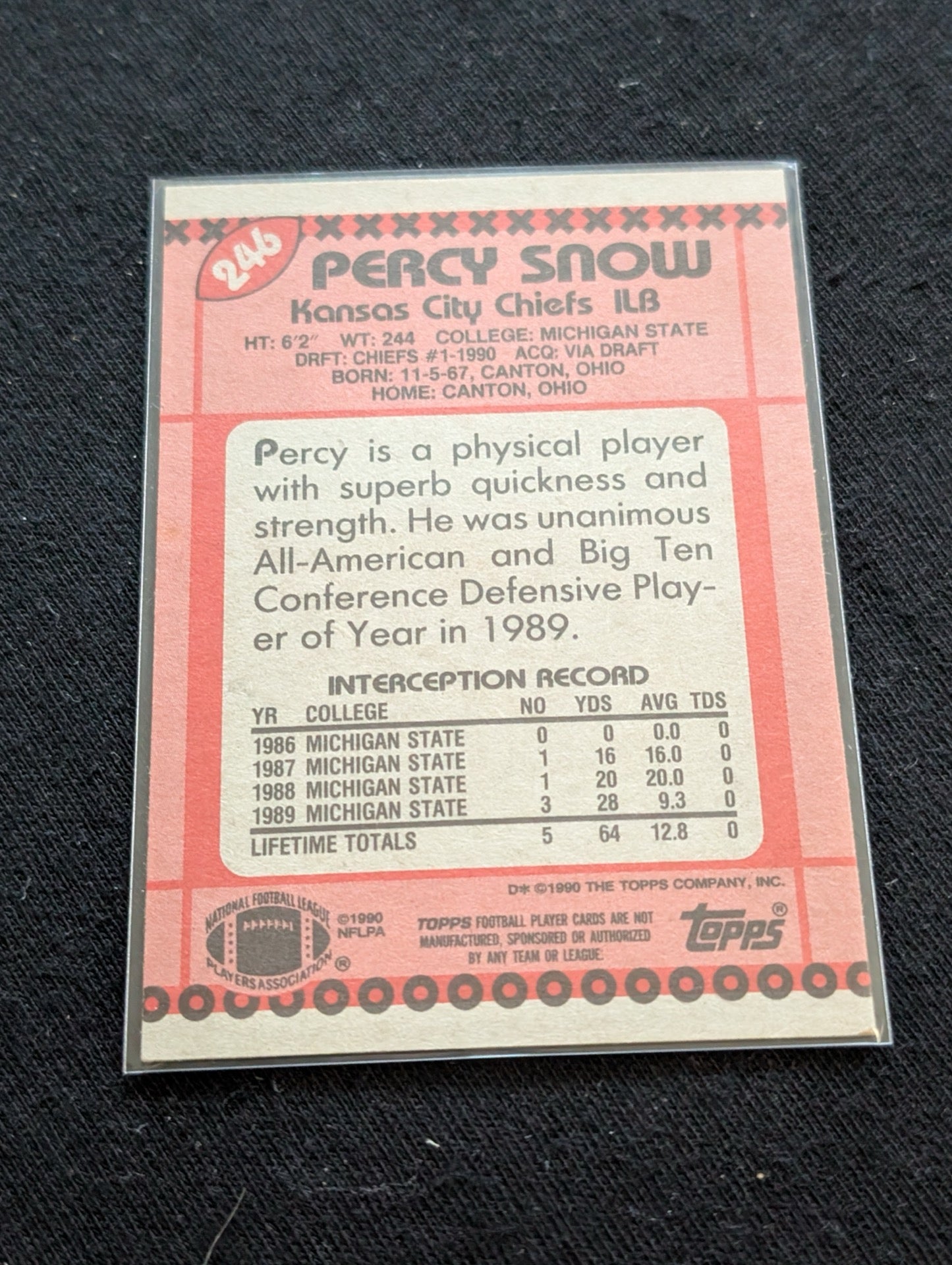 Percy Snow Chiefs Rookie Card Lot (3) 1990 Topps Super Rookie Draft Pick Pro Set
