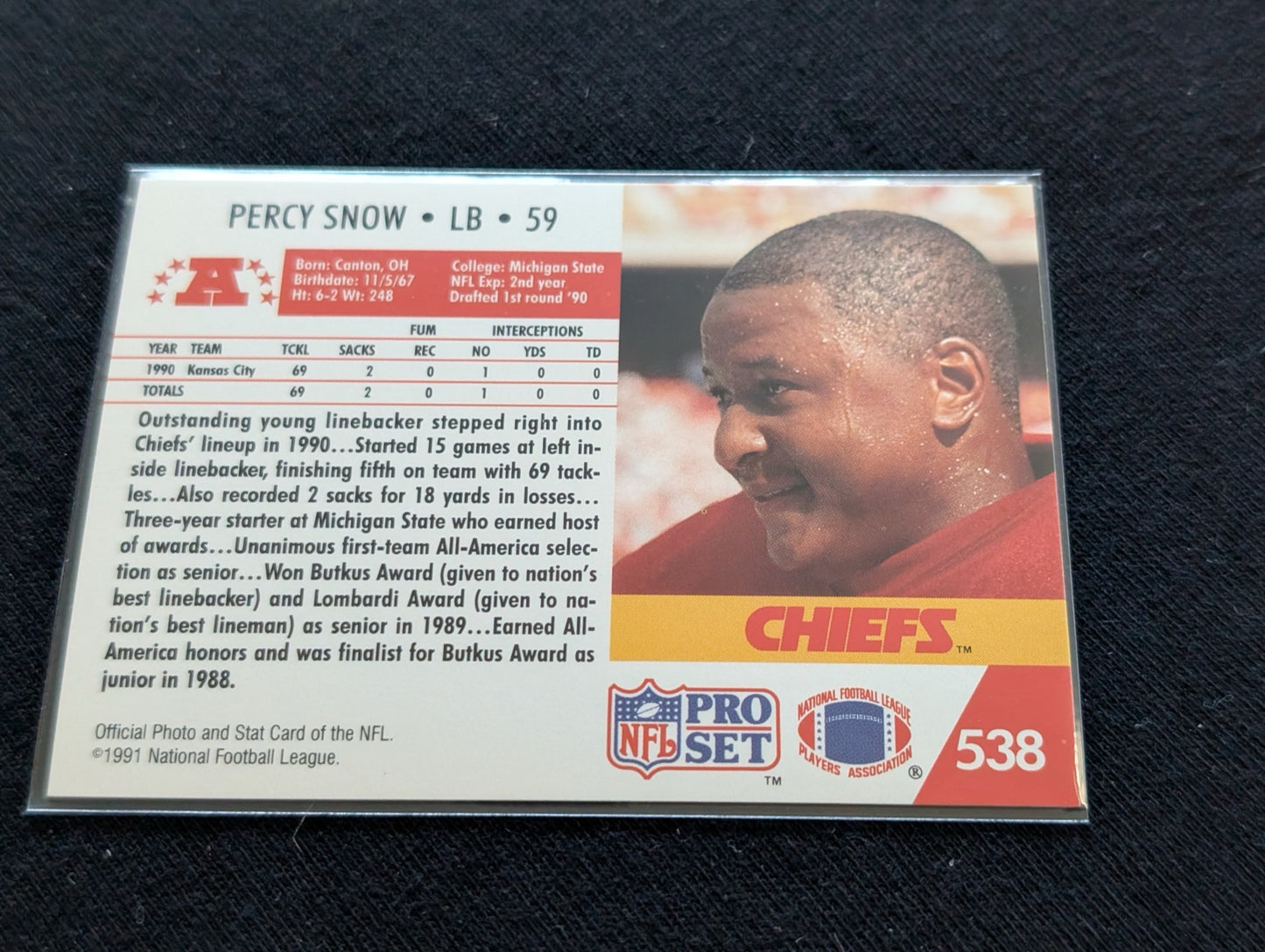 Percy Snow Chiefs Rookie Card Lot (3) 1990 Topps Super Rookie Draft Pick Pro Set