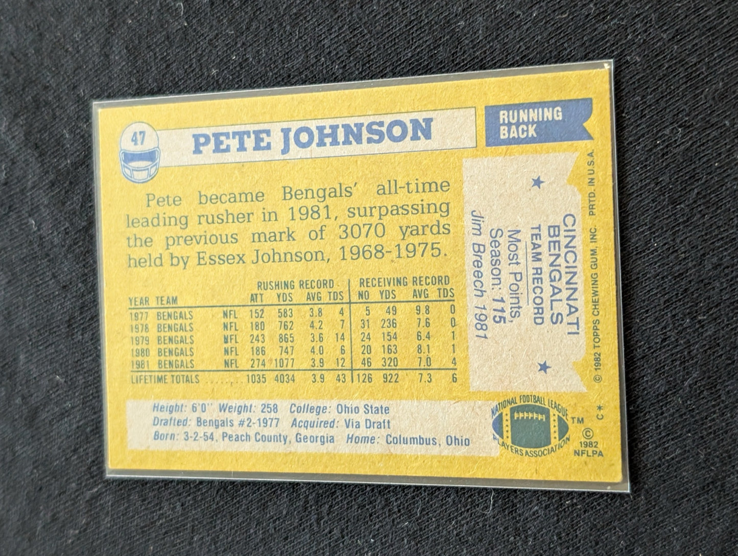 Pete Johnson Bengals Pro Bowl RB Vintage Topps Lot (3) 1980 1981 1982