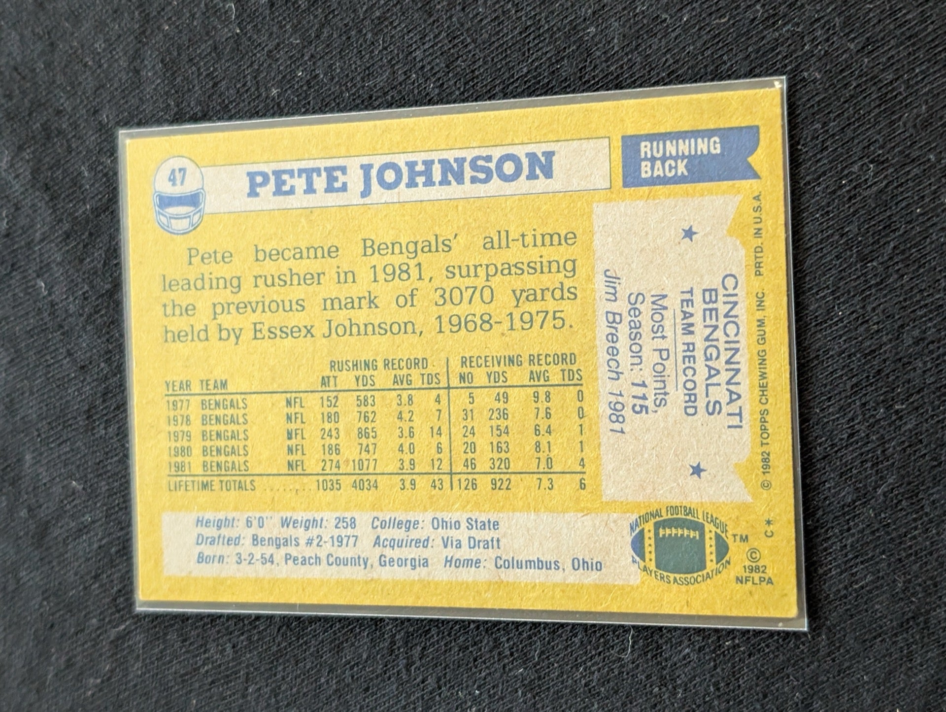 Pete Johnson Bengals Pro Bowl RB Vintage Topps Lot (3) 1980 1981 1982