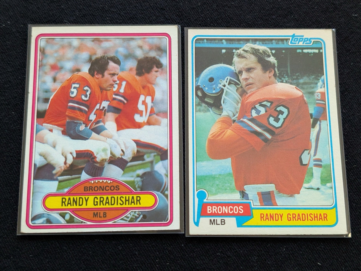 Randy Gradishar HOF Broncos Legend Vintage Topps Lot (2) 1980 & 1981 DPOY