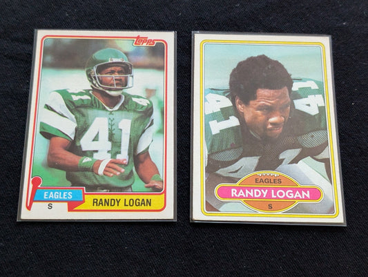 Randy Logan Philadelphia Eagles Vintage Topps Lot (2) 1980 & 1981 Safety