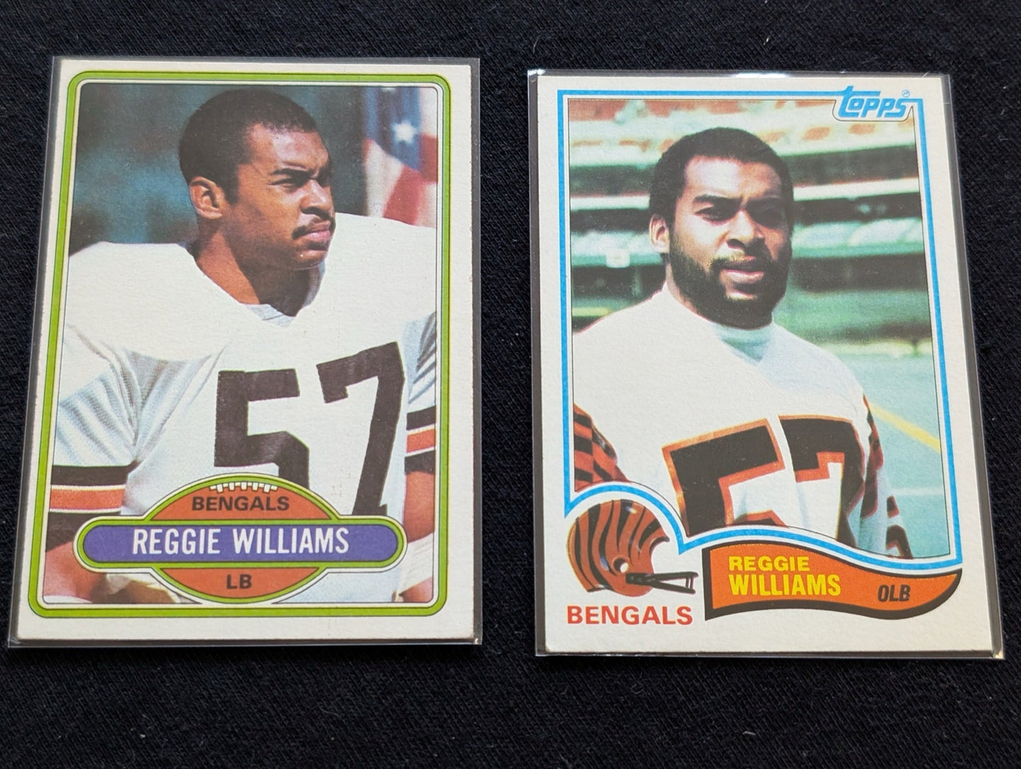 Reggie Williams Bengals Vintage Topps Lot (2) 1980 & 1981 Man of the Year LB