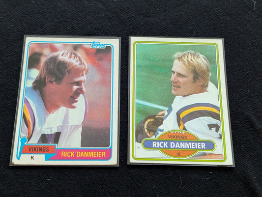 Rick Danmeier Minnesota Vikings Kicker Vintage Topps Lot (2) 1980 & 1981