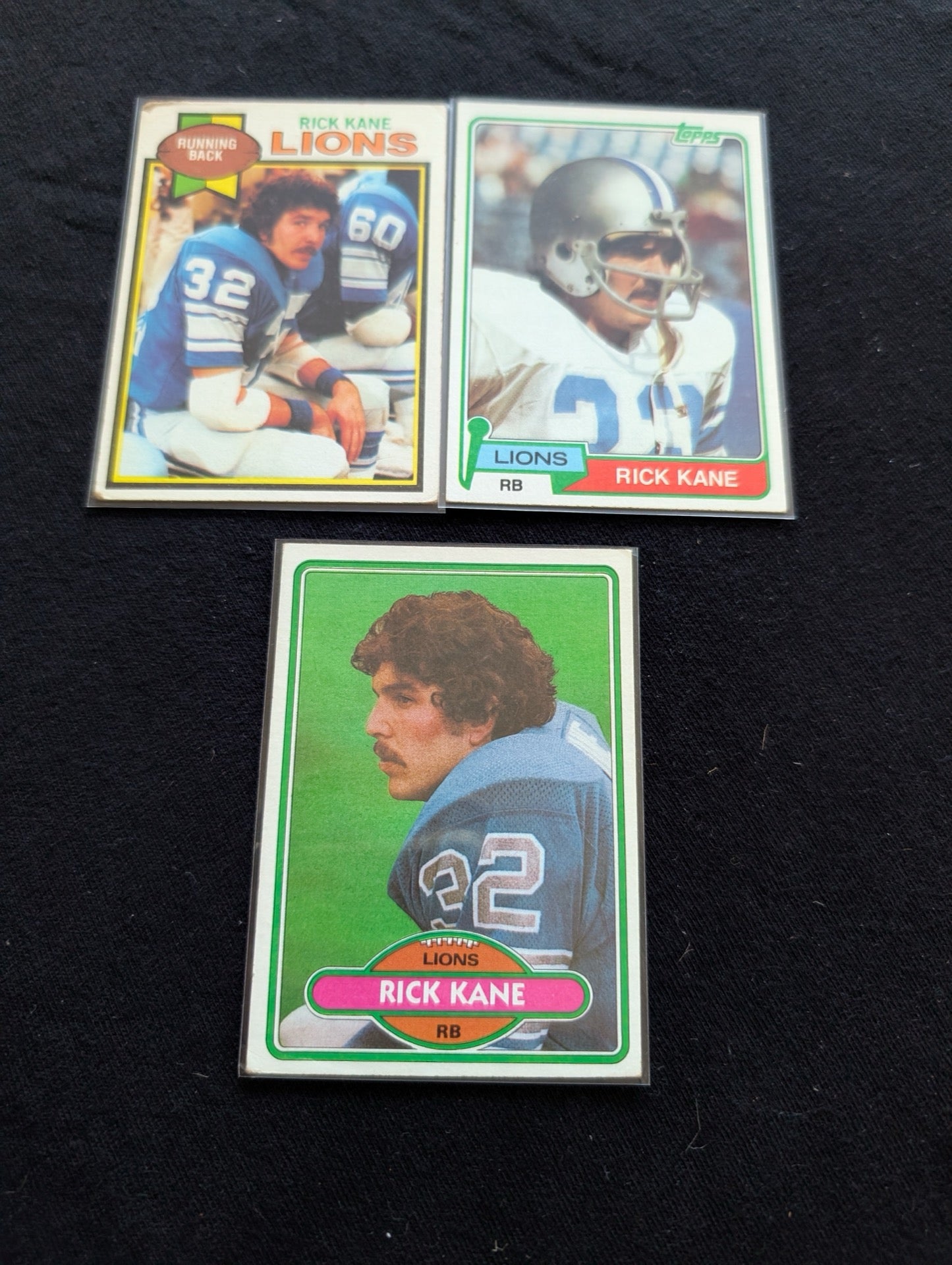Rick Kane Detroit Lions Vintage Topps Lot (3) 1980 1981 1982 RB