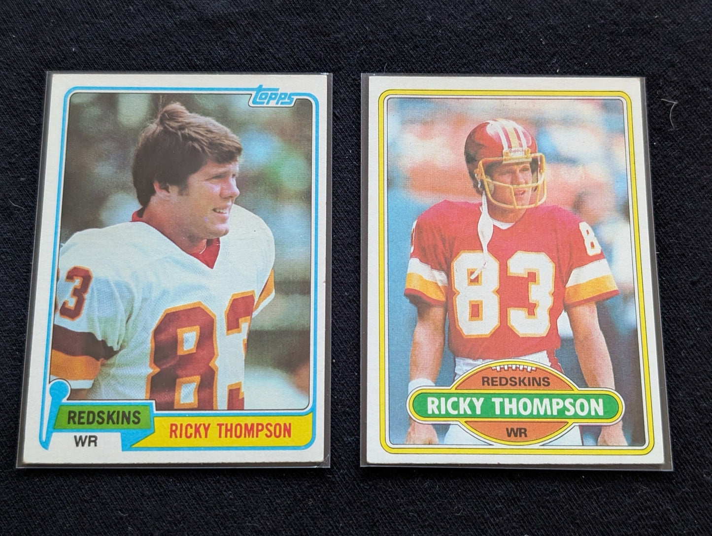Ricky Thompson Washington Redskins Vintage Topps Lot (2) 1980 & 1981 WR