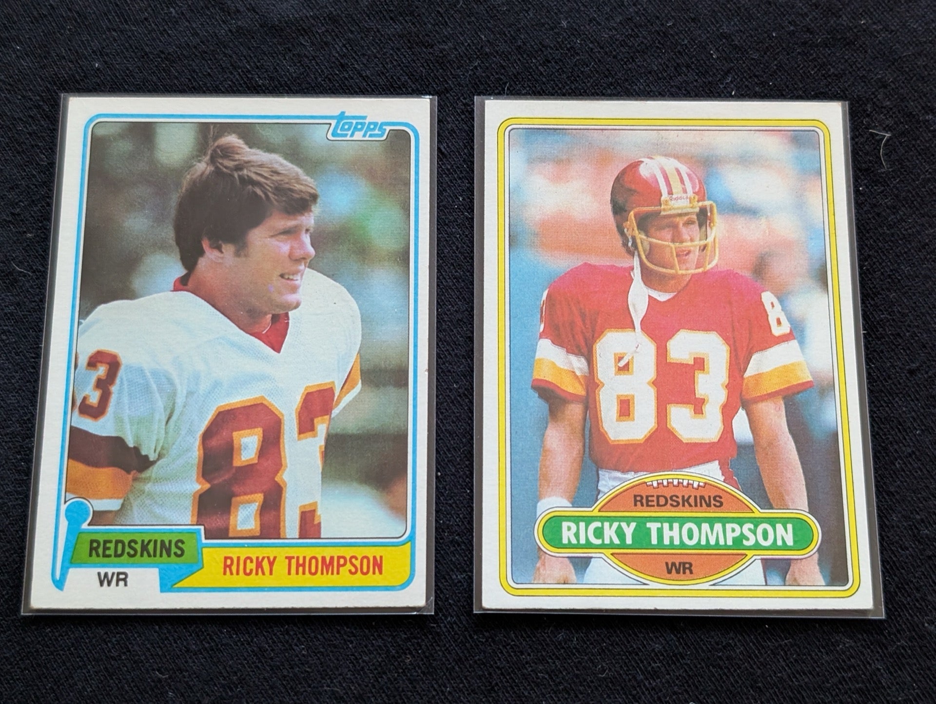Ricky Thompson Washington Redskins Vintage Topps Lot (2) 1980 & 1981 WR