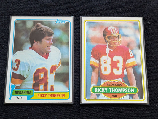 Ricky Thompson Washington Redskins Vintage Topps Lot (2) 1980 & 1981 WR