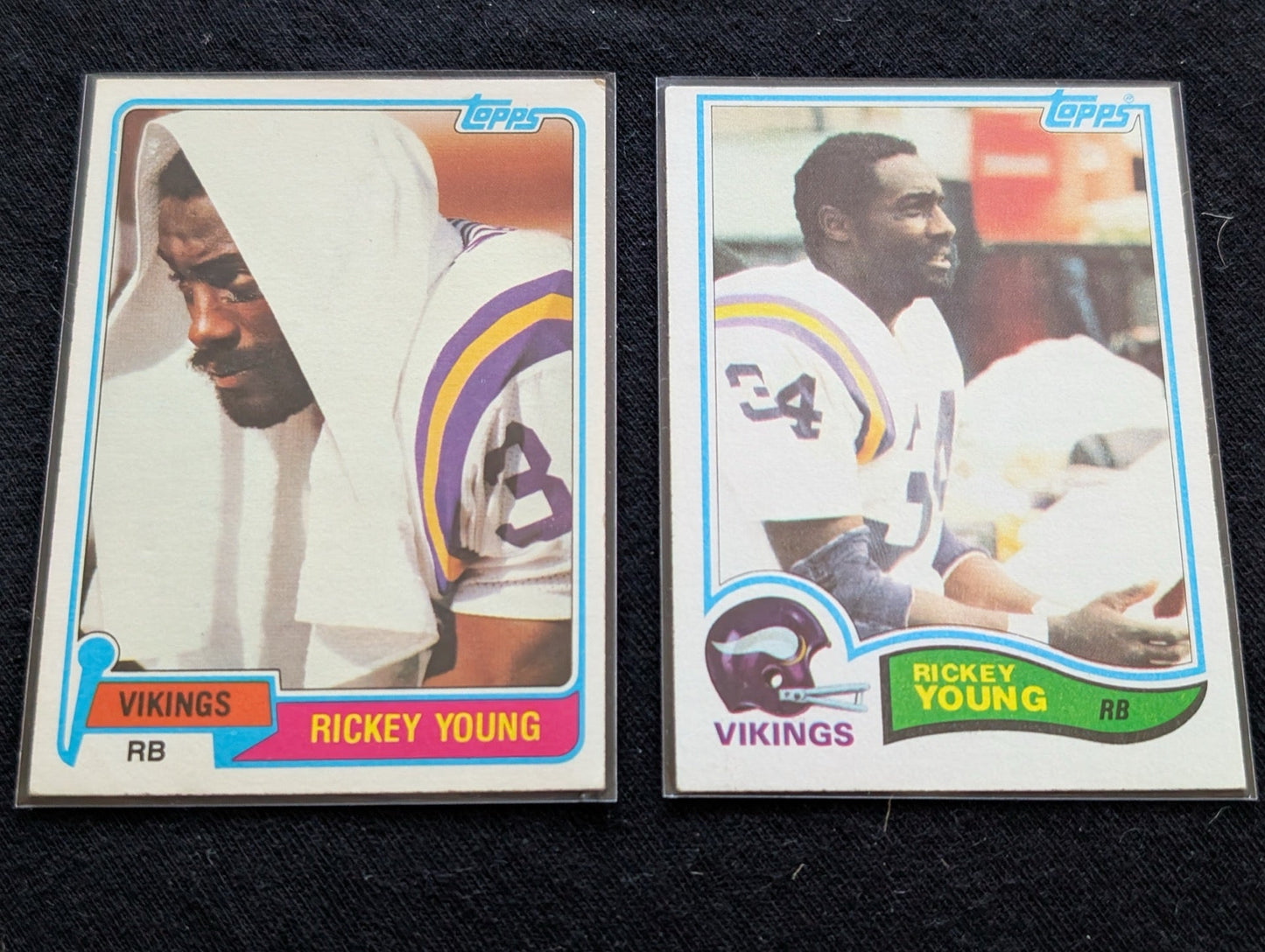 Rickey Young Vikings Vintage Topps Lot (2) 1980 & 1981 Pro Bowl RB