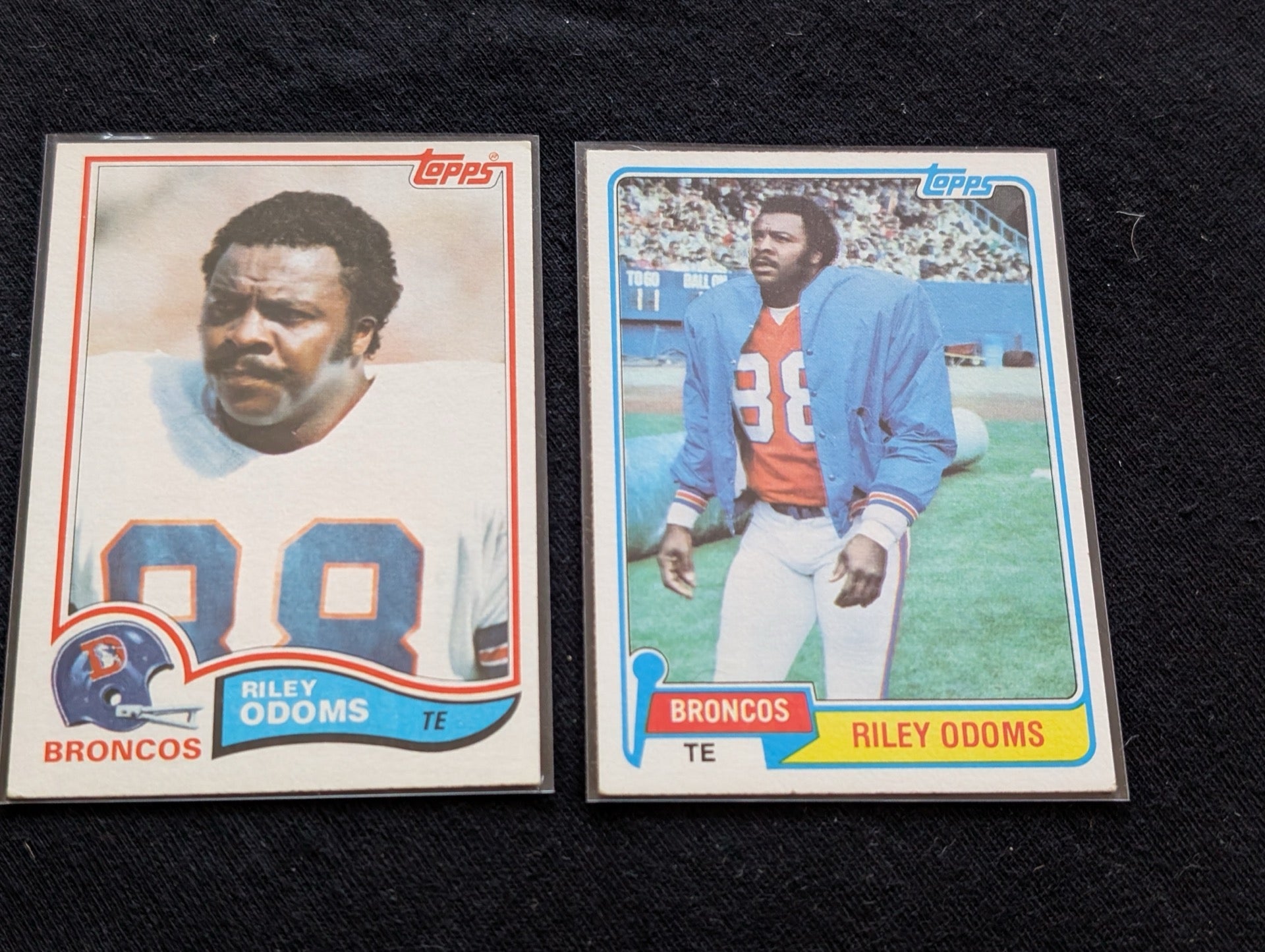 Riley Odoms Broncos Legend Vintage Topps Lot (2) 1980 & 1981 4x Pro Bowl TE