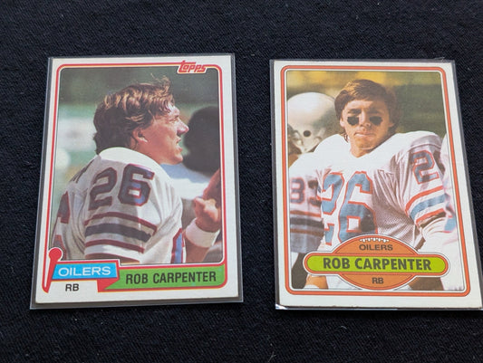 Rob Carpenter Houston Oilers Vintage Topps Lot (2) 1980 & 1981 RB