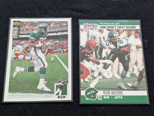 Rob Moore Jets Pro Bowl WR Lot (2) 1990 Pro Set RC & 1994 Collector's Choice
