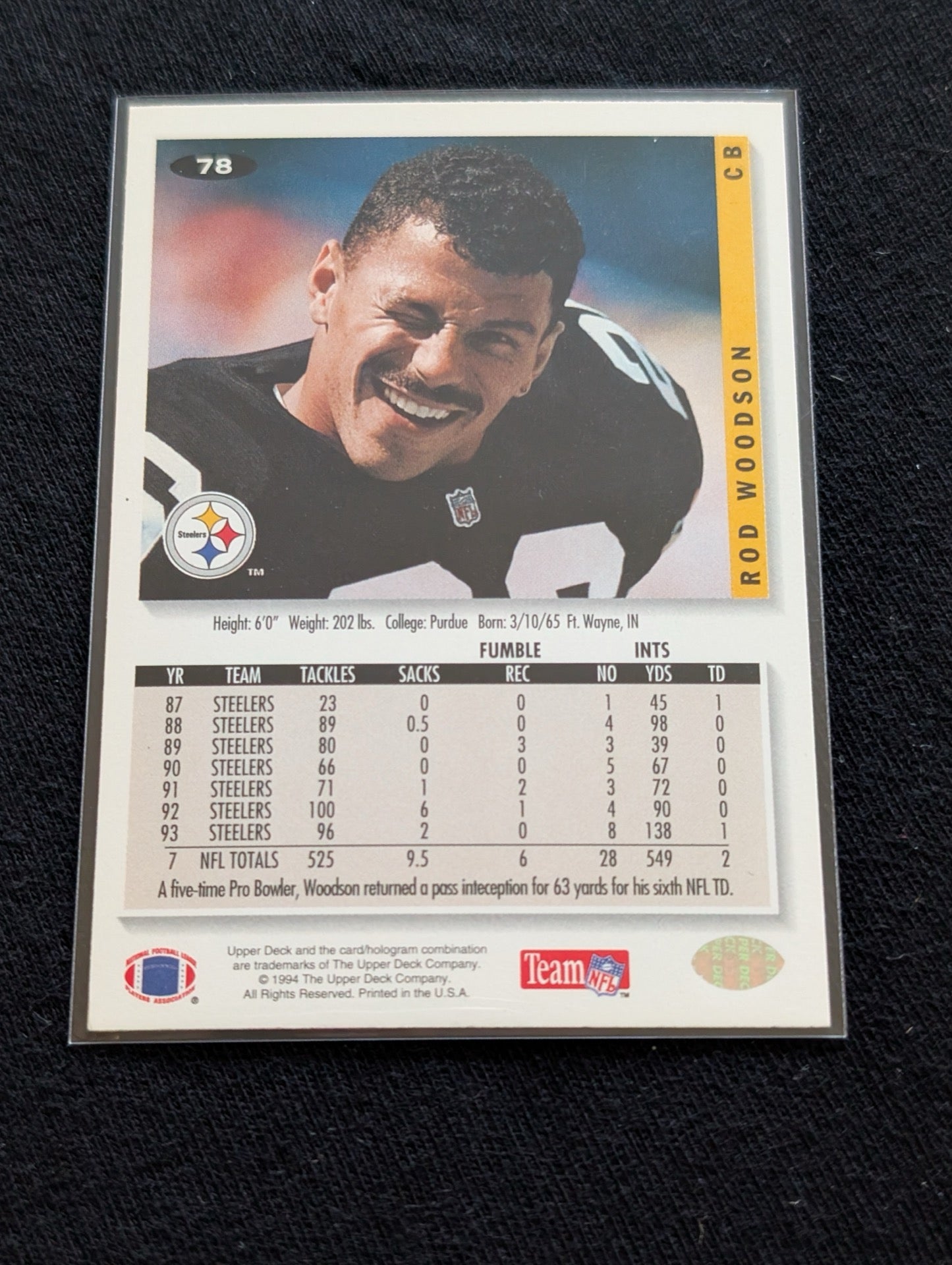 Rod Woodson HOF Steelers Legend Lot (12) 90s Score Pro Set Topps UD Pro Bowl