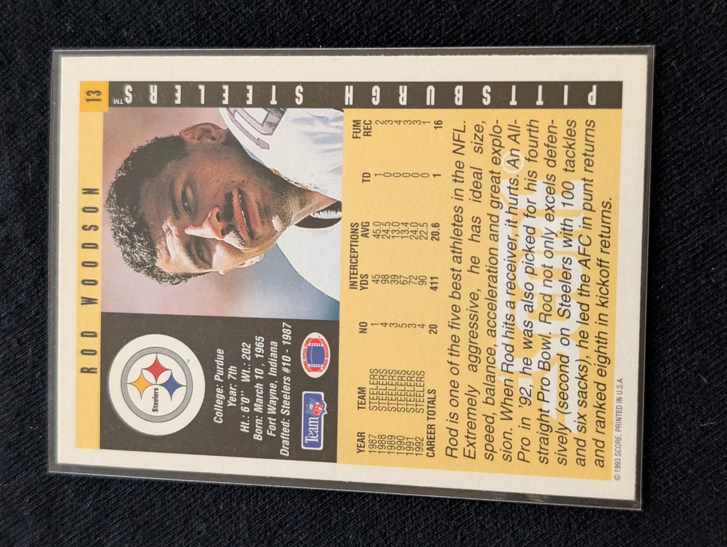 Rod Woodson HOF Steelers Legend Lot (12) 90s Score Pro Set Topps UD Pro Bowl