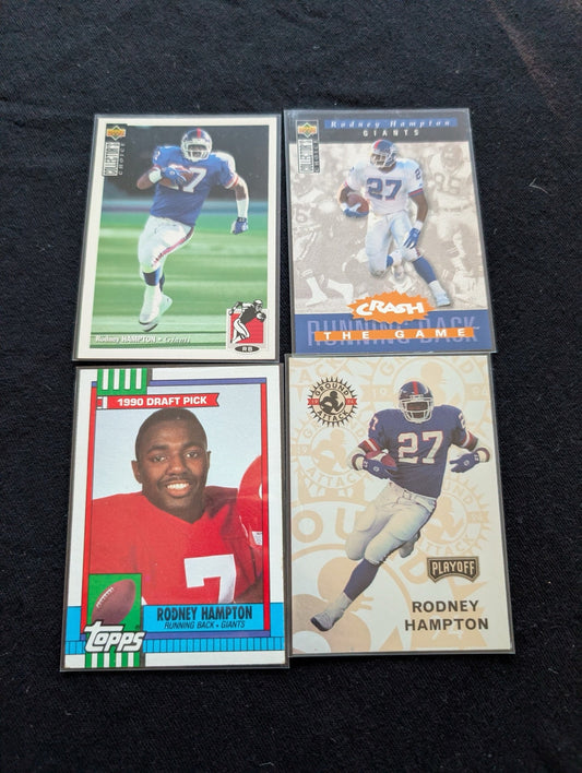 Rodney Hampton Giants Pro Bowl RB Lot (4) 1990 Topps RC, 94 UD Playoff