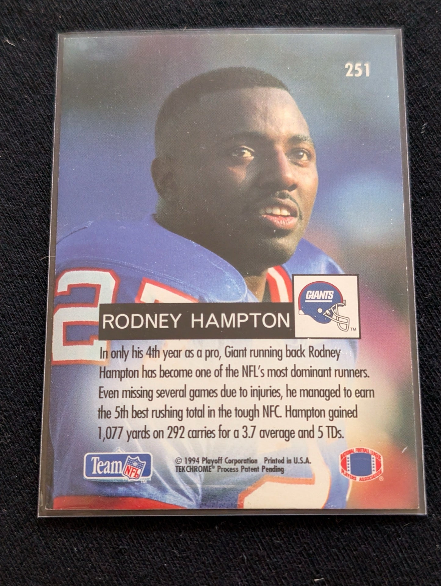 Rodney Hampton Giants Pro Bowl RB Lot (4) 1990 Topps RC, 94 UD Playoff