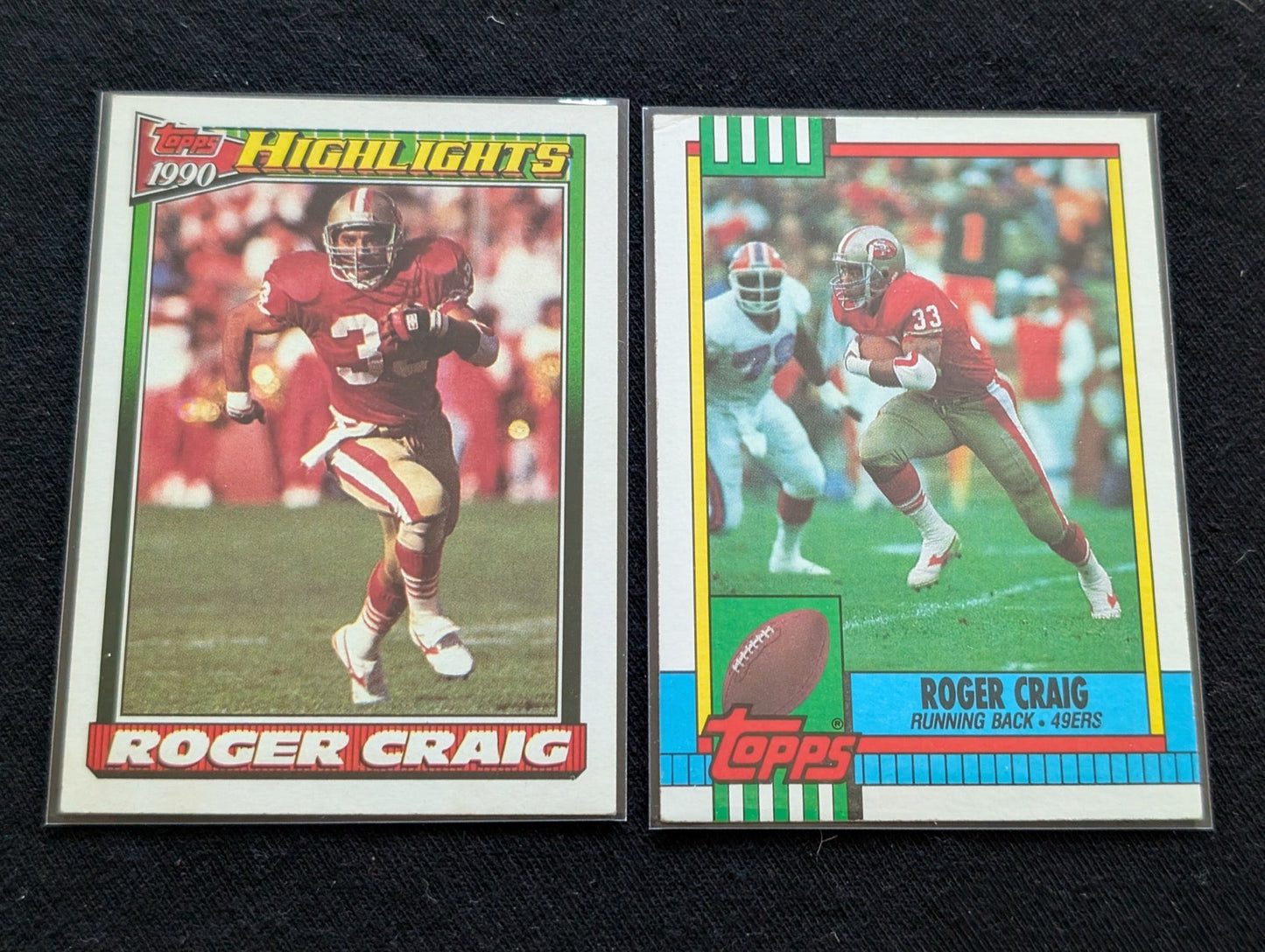 Roger Craig 49ers Legend Lot (2) 1990 Topps & Highlights OPOY 3x SB Champ