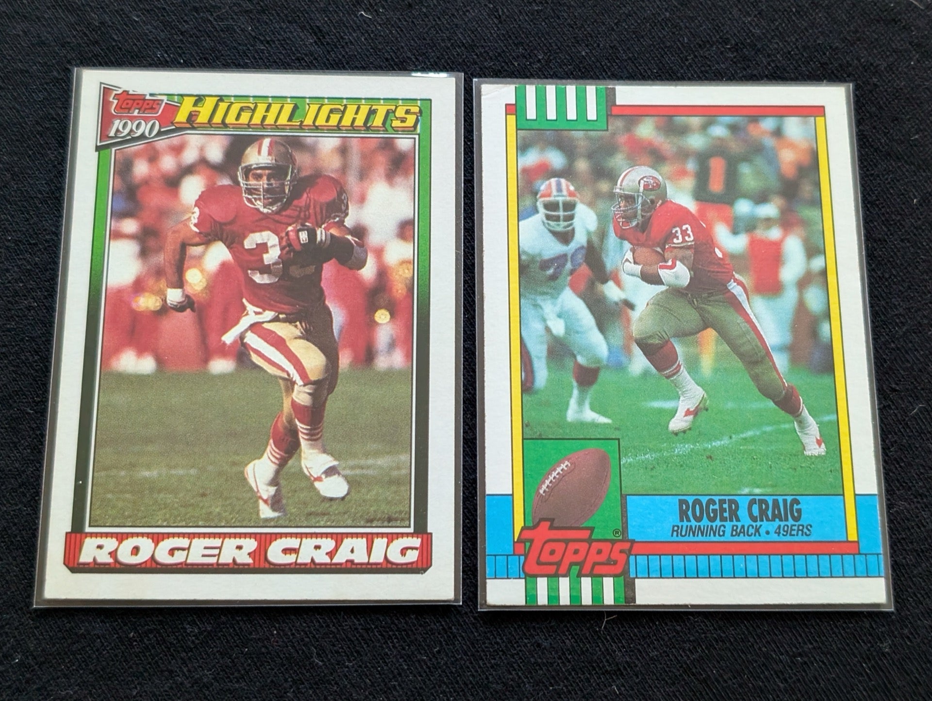 Roger Craig 49ers Legend Lot (2) 1990 Topps & Highlights OPOY 3x SB Champ