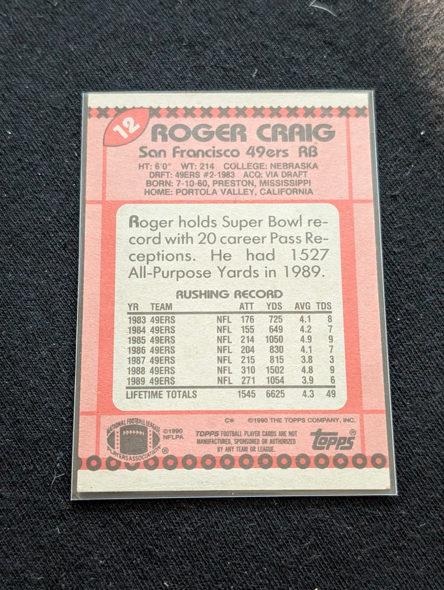 Roger Craig 49ers Legend Lot (2) 1990 Topps & Highlights OPOY 3x SB Champ