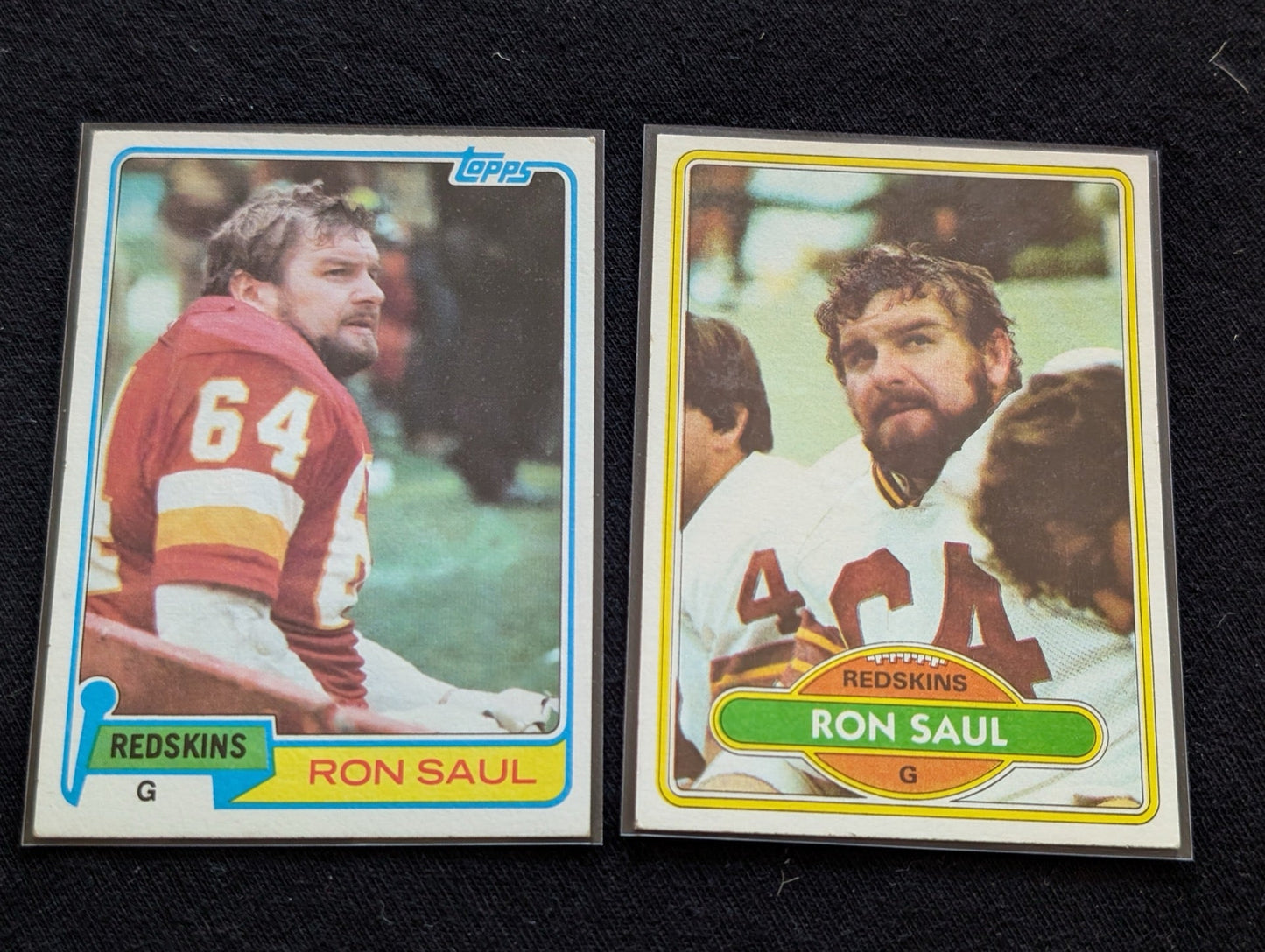 Ron Saul Washington Redskins Vintage Topps Lot (2) 1980 & 1981 Guard