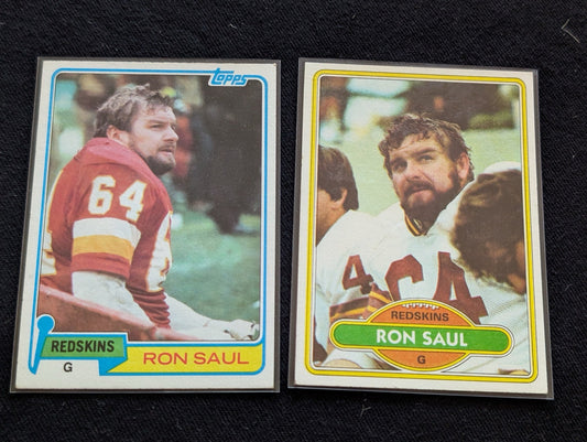Ron Saul Washington Redskins Vintage Topps Lot (2) 1980 & 1981 Guard