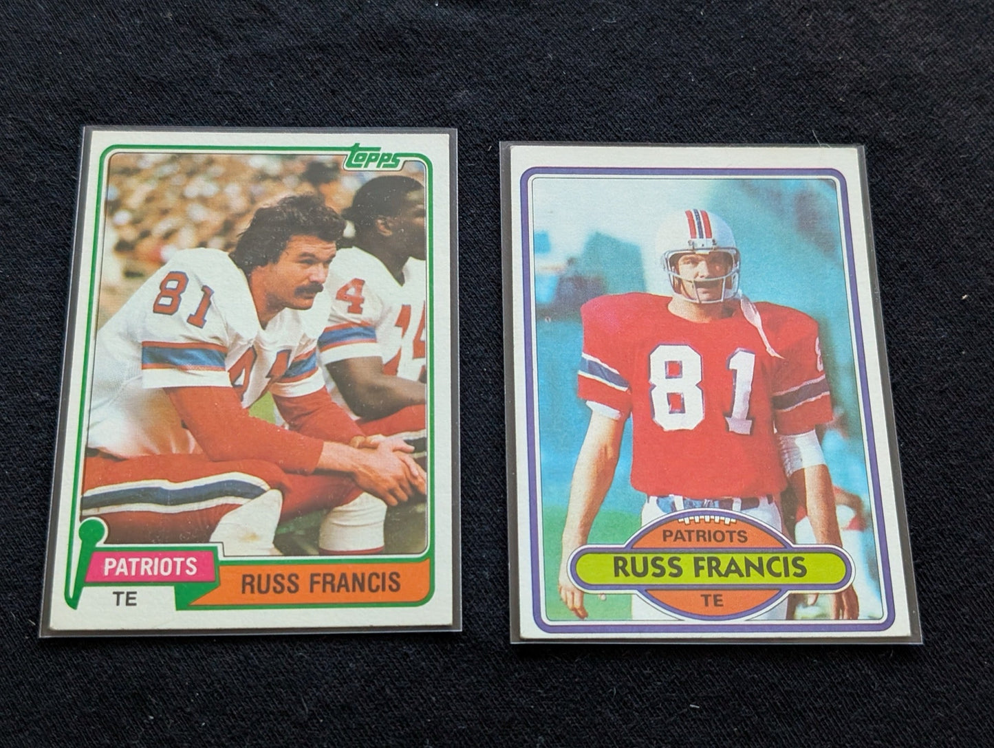 Russ Francis Patriots Vintage Topps Lot (2) 1980 & 1981 Pro Bowl TE