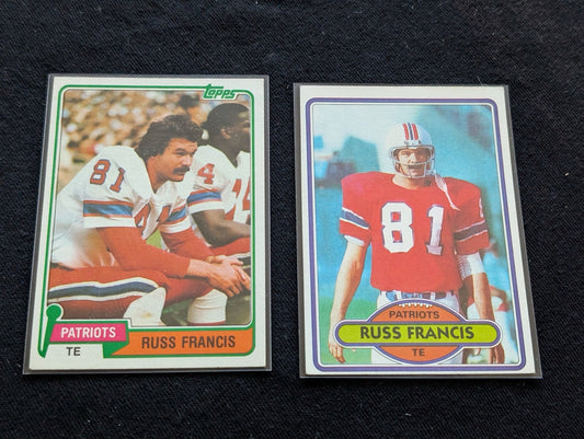 Russ Francis Patriots Vintage Topps Lot (2) 1980 & 1981 Pro Bowl TE