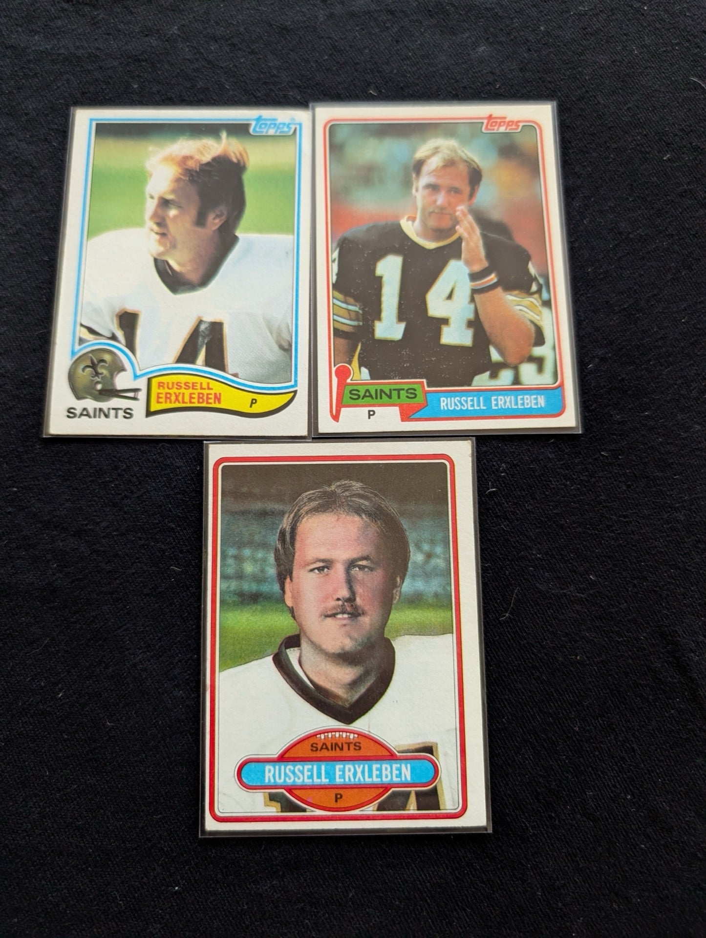 Russell Erxleben Saints Punter Vintage Topps Lot (3) 1980 1981 1982