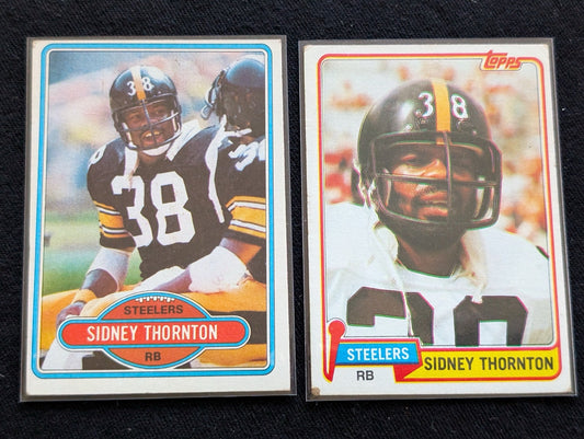 Sidney Thornton Steelers Vintage Topps Lot (2) 1980 & 1981 2x SB Champ